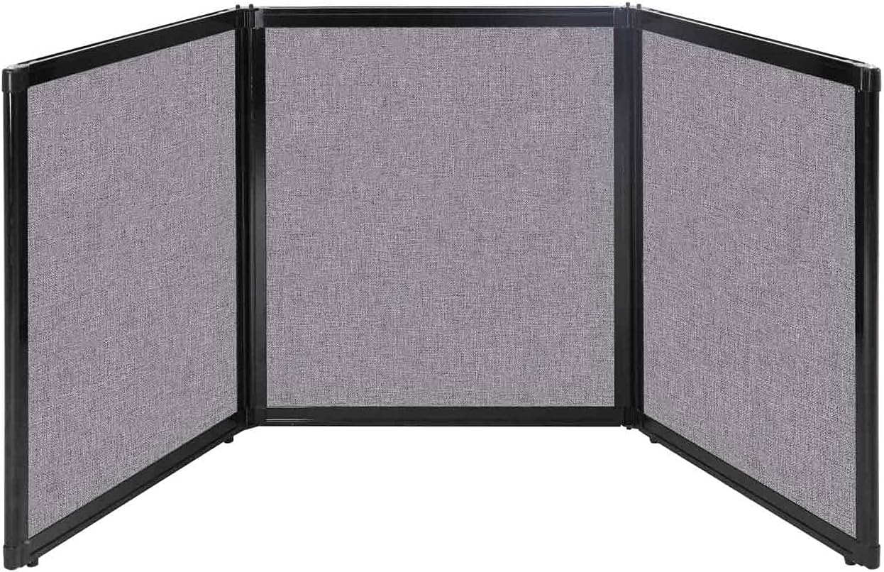 Versare Folding Tabletop Display | 3-Panel Partition | Lightweight Portable Workspace Divider | Cloud Gray 99" x 36"