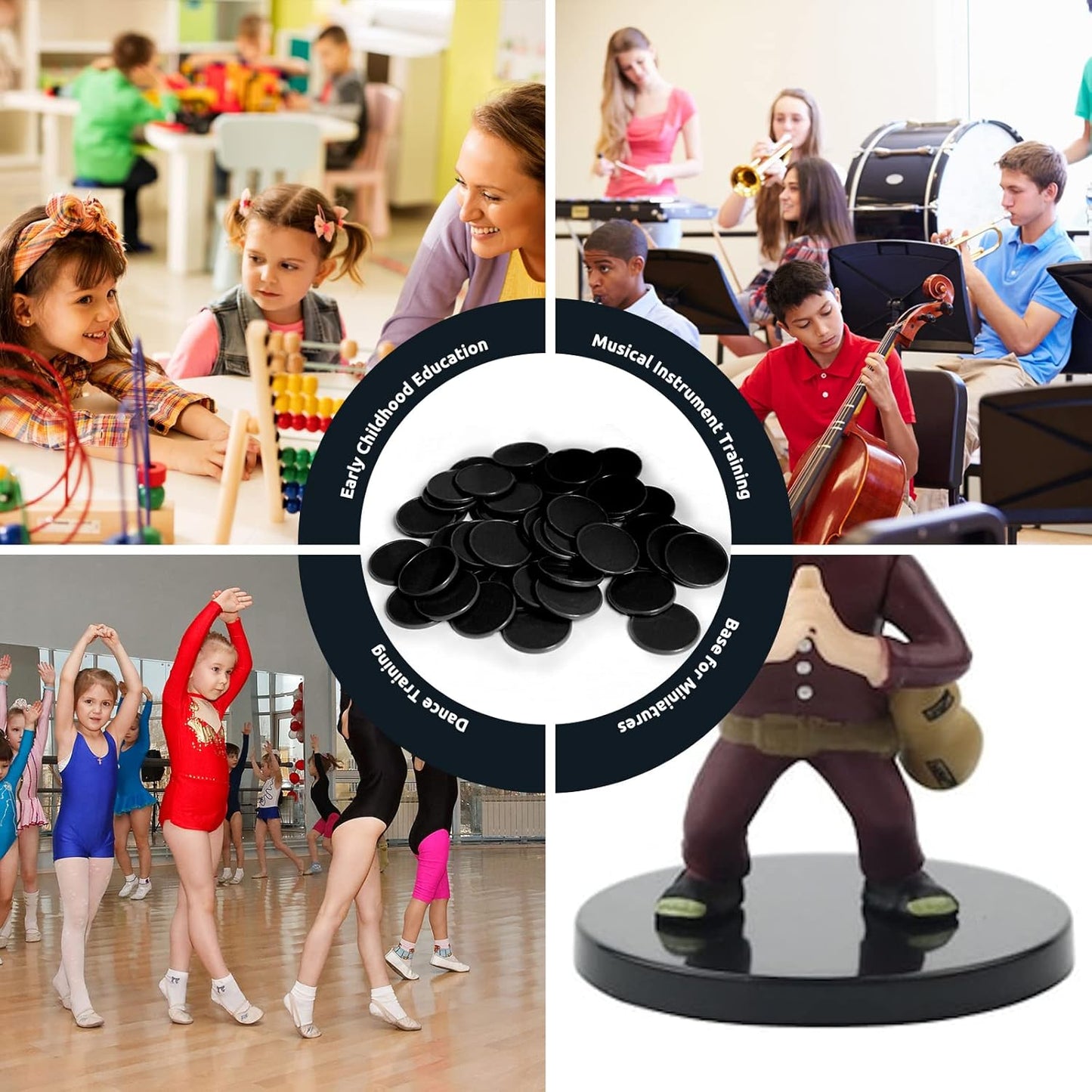 Set of 100 1 Inch Opaque Plastic Learning Counters Mini Poker Chips Game Tokens with Storage Box (1 Inch, Black)