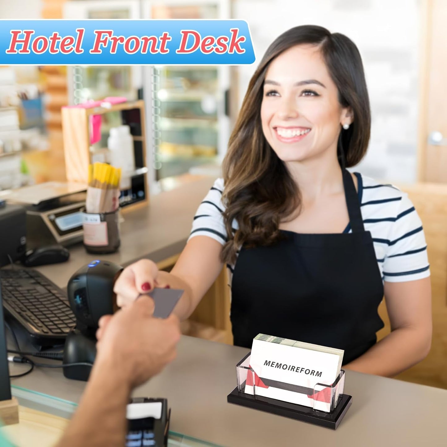 2 Pack Business Card Holder for Desk, Multiple Business Card Holders, Acrylic Business Card Display Stand for Office, Home, Restaurant, Exhibition