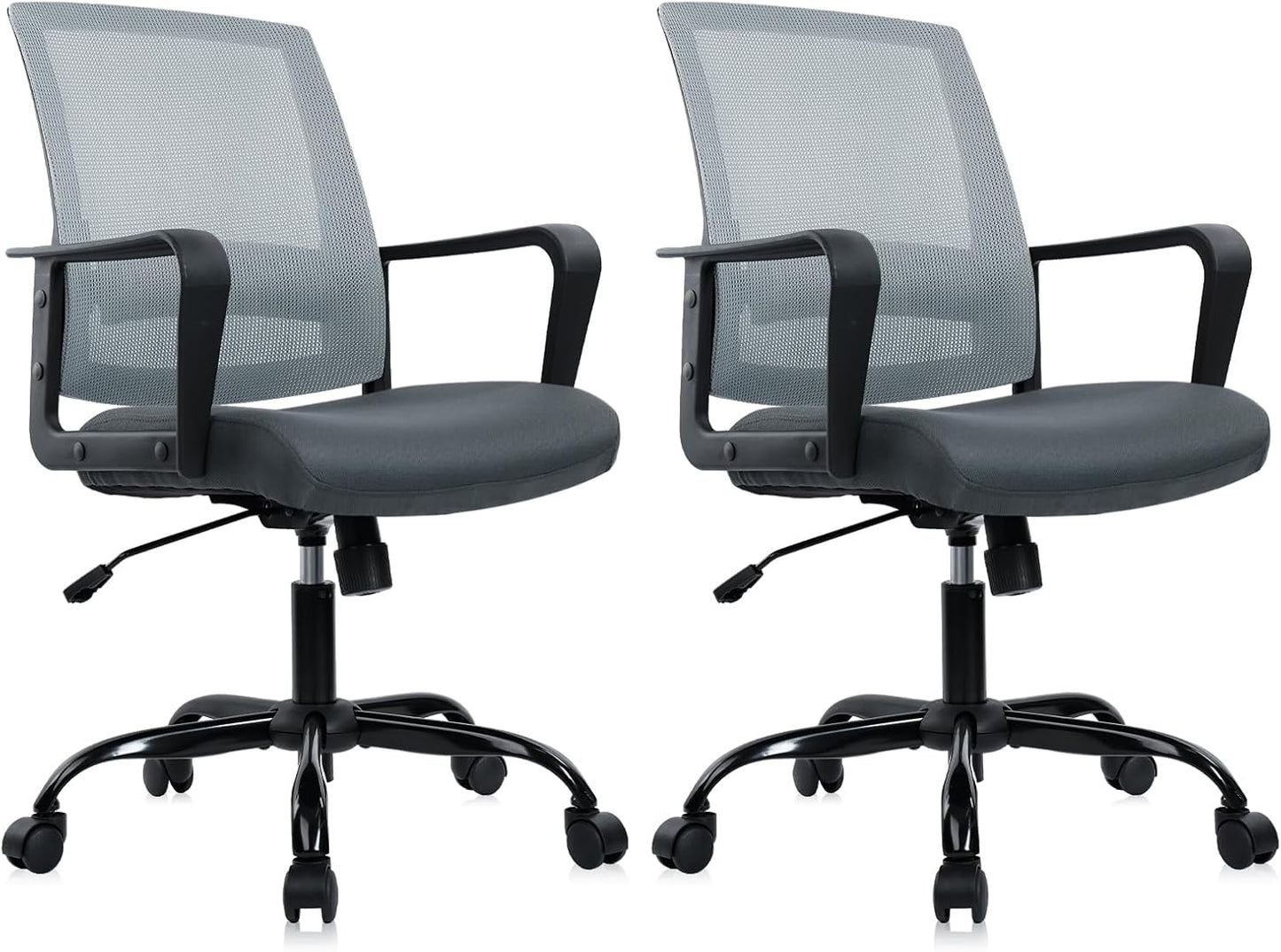CLATINA Ergonomic Office Desk Chair - Mesh Office Chair with Adjustable Lumbar Support, Rolling Comfortable Computer Task Chairs with Arms for Home Conference-Gray, 2 Pack