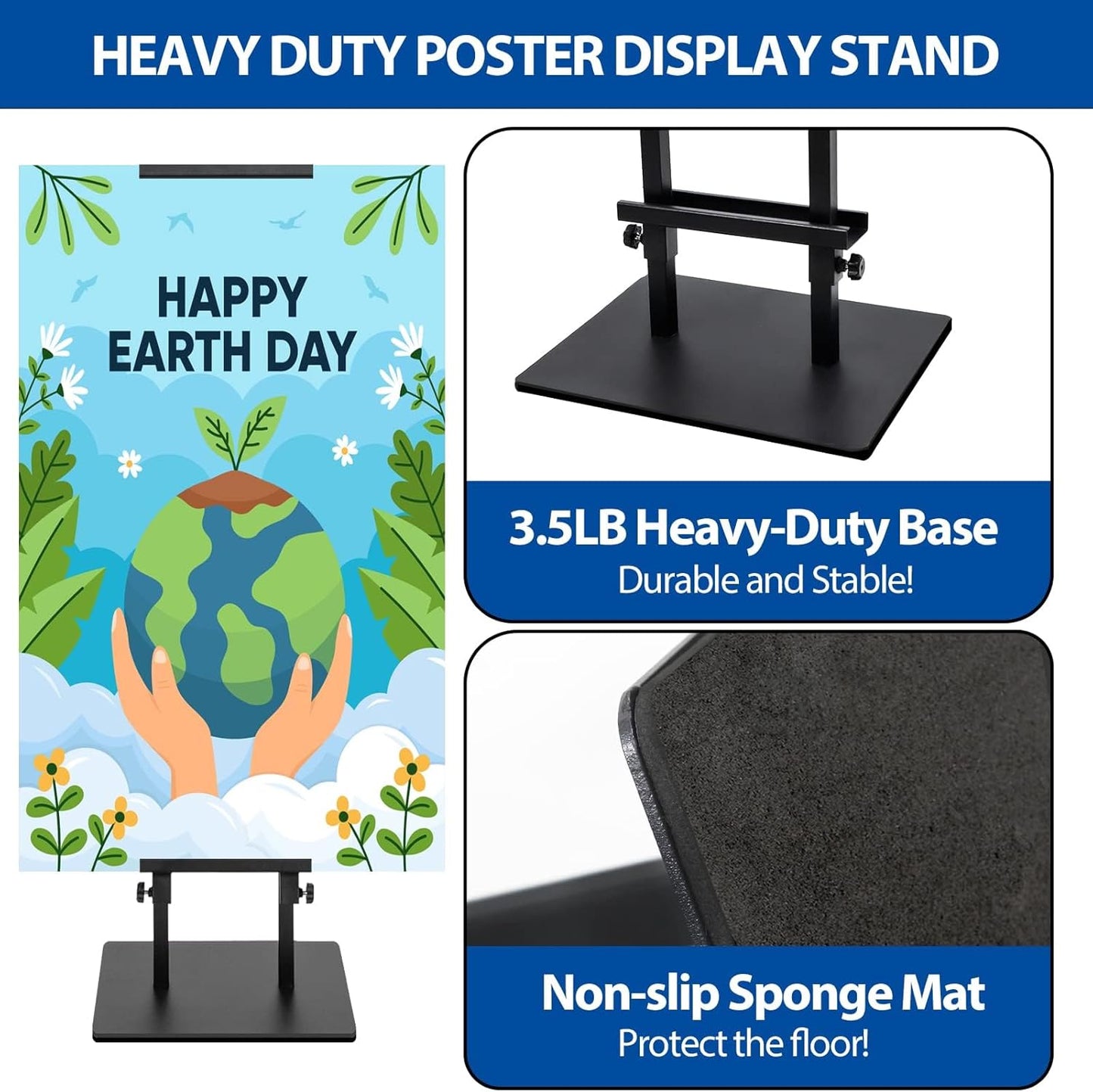 4-Pack Poster Stand - Heavy Duty, Double-Sided, Adjustable Height Up to 80 inches, Outdoor Banner Stand - Black