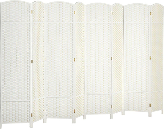 HOMCOM Room Divider, 8 Panel Folding Privacy Screen, 5.6' Tall Freestanding Wall Partition for Home Office, Bedroom, White