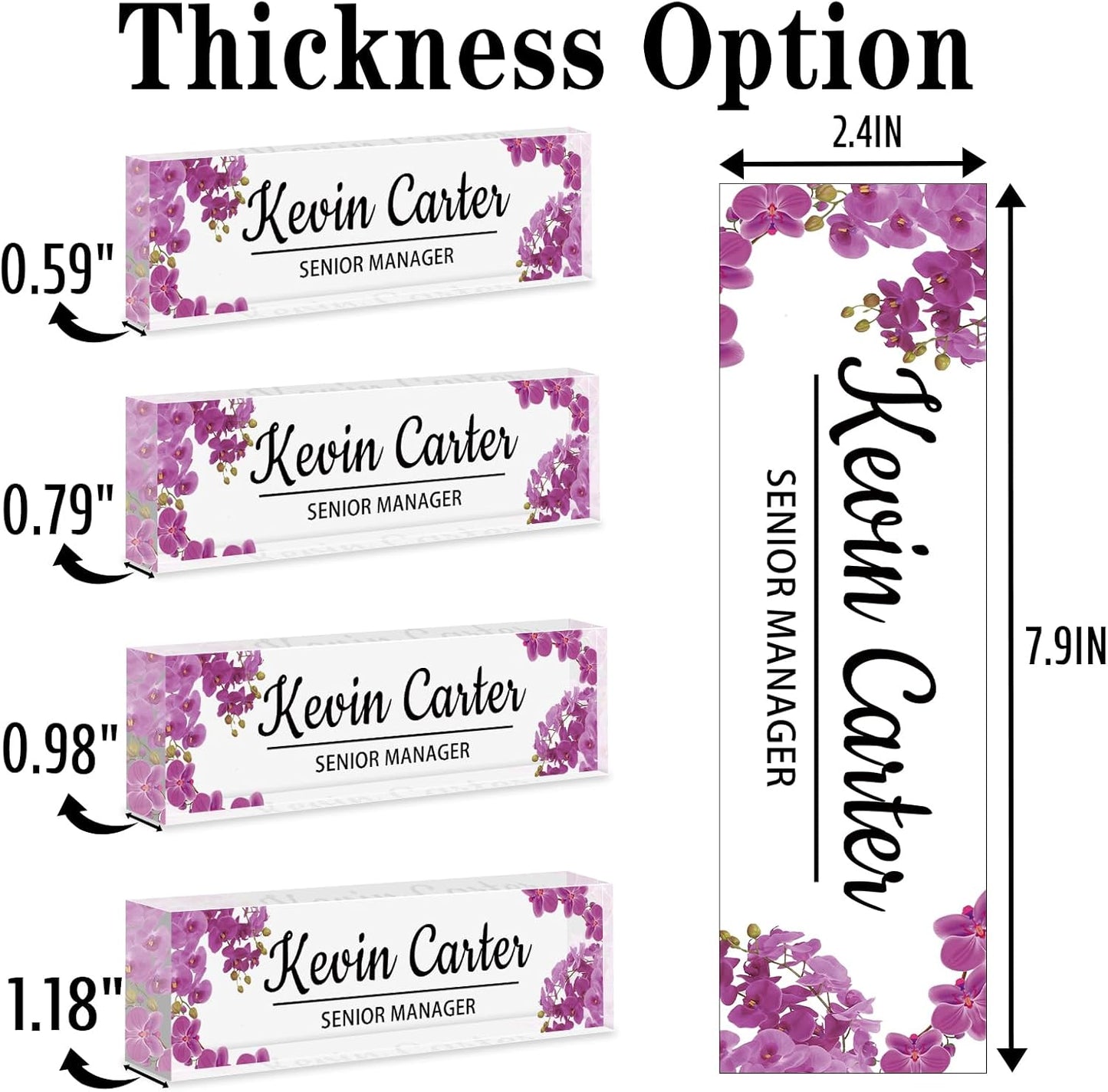 Name Plate for Desk Personalized, Acrylic Desk Decorations, Employee Appreciation Gifts, Custom Office Gifts for Coworkers, Boss, Teacher, Nurse (Orchid)