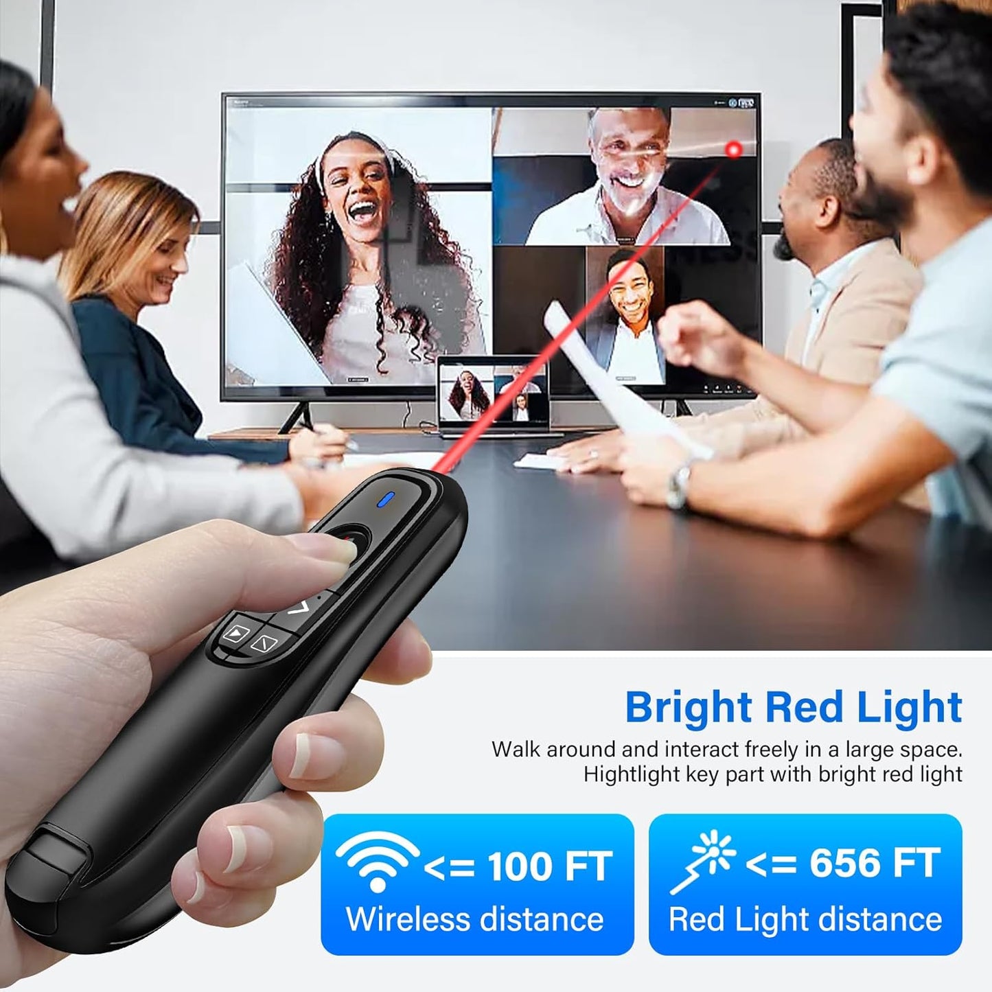 2-in-1 USB Type C Presentation Clicker, Wireless Presentation Clicker PowerPoint Presenter Remote with Volume Control, Powerpoint Clicker with Slide Advancer for Computer/Laptop/Mac