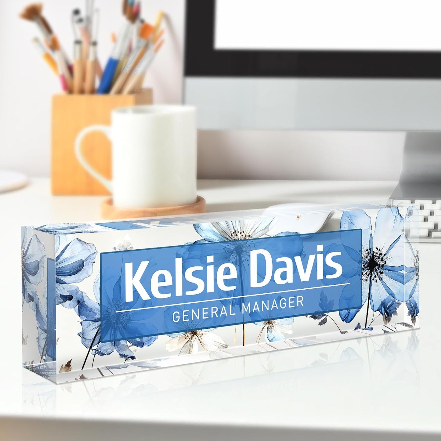 Gowelly Office Desk Name Plate Personalized |Custom Name Plates for Desk| Custom Employee Appreciation Gifts | Office Gifts for Women, Boss, Employee, Teacher, Social Worker