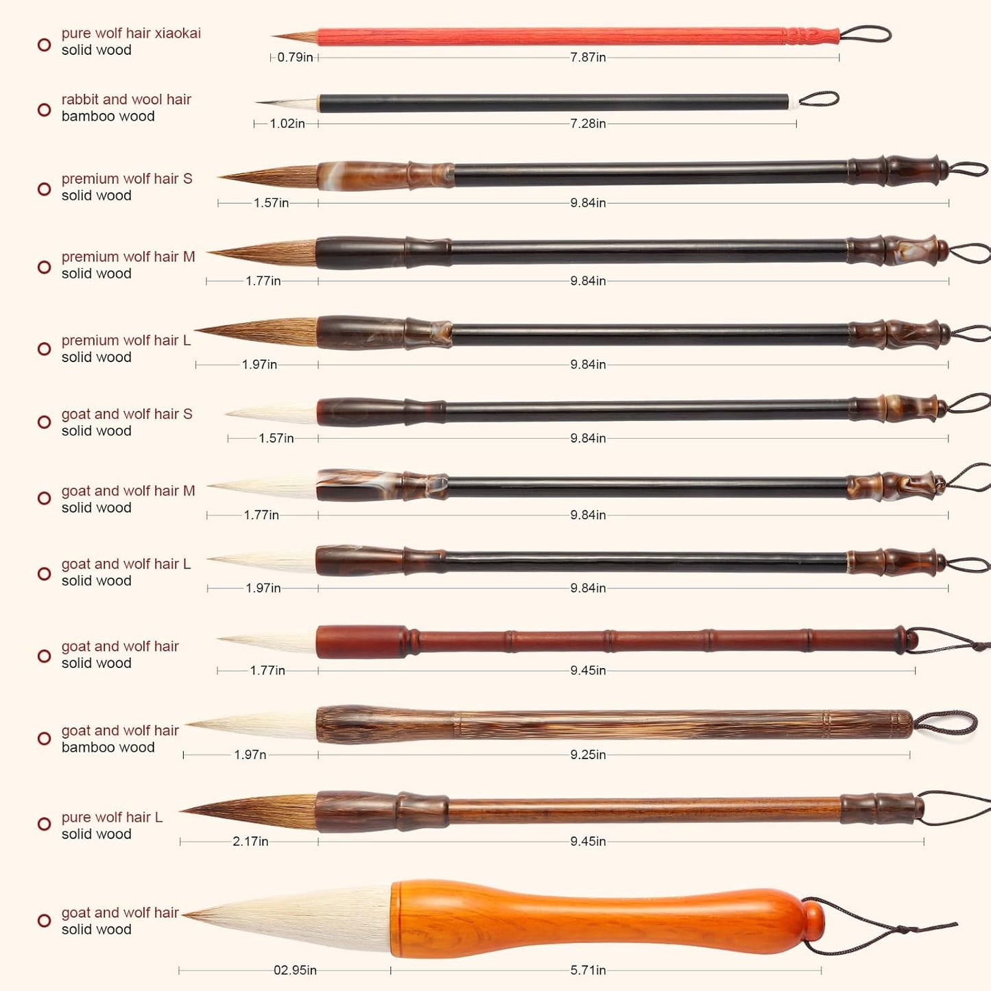 Corciosy 12 Pieces Chinese Calligraphy Brush Set - Premium Painting Writing Watercolor Sumi Brushes Set Kanji Japanese Drawing Art Brushes with Roll-up Brush Holder