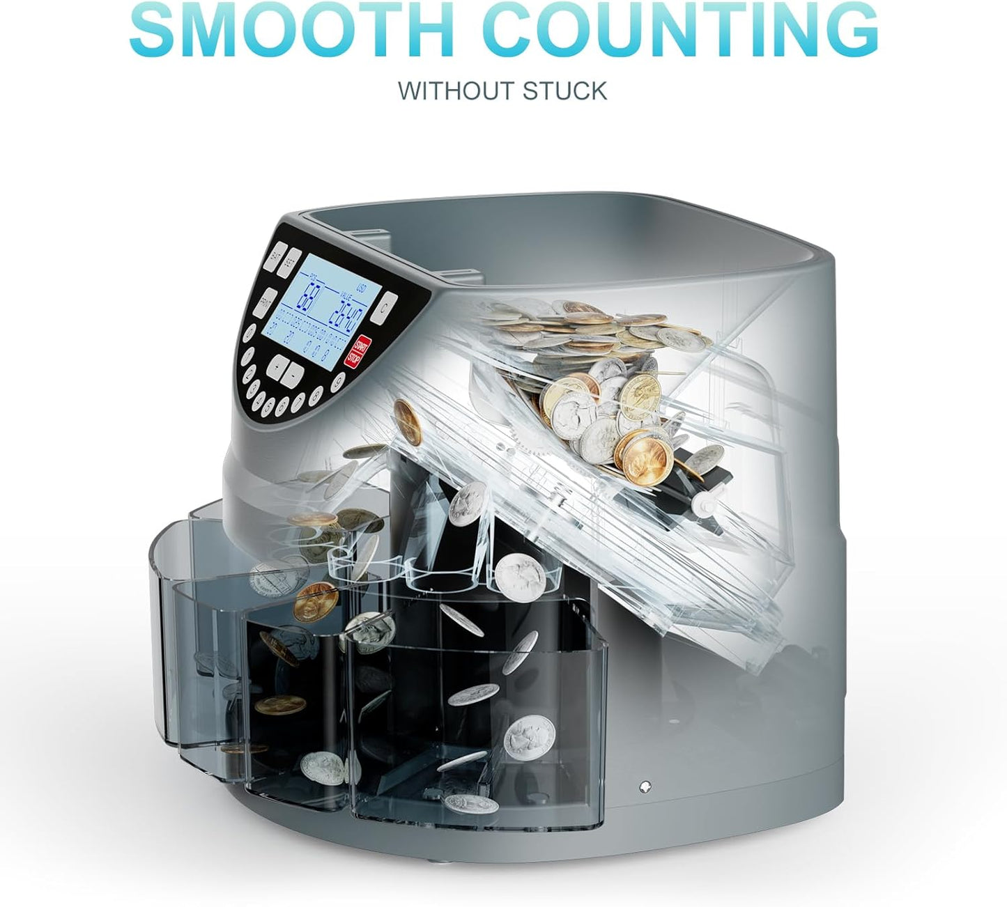Aneken Coin Counter and Sorter with TFT Display - Accurate Sorting Machine for 5 Denominations, Smooth Operation at Up to 300 Coins Per Minute, Ideal for Efficient Money Management