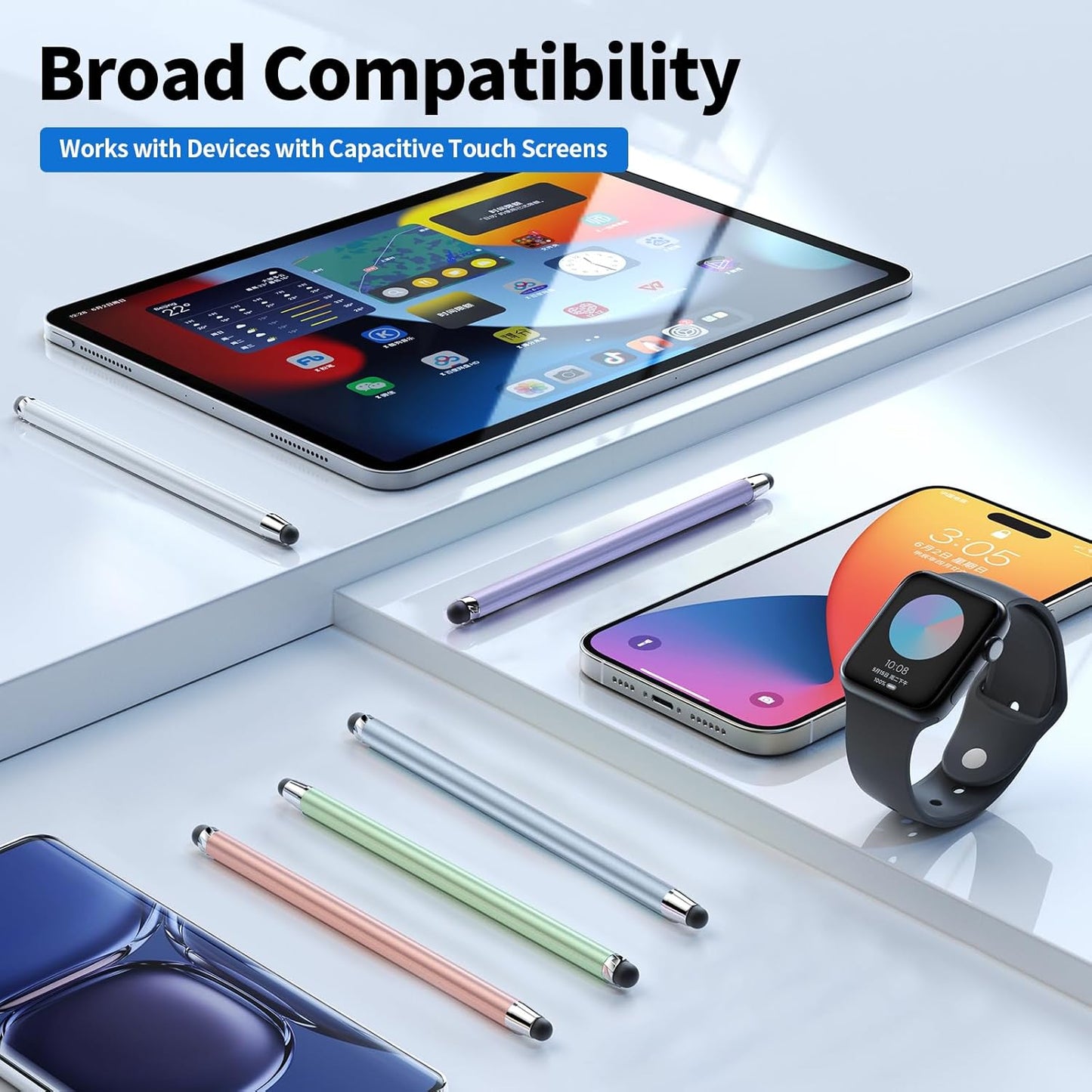 Stylus Pen for Touchscreen,5 PCS Stylus,2-in-1 Stylus Pen for iPad, High Sensitivity Precision Suitable for Touch Screens of iPhone/ipad/Android Tablet(Silver/Blue/Rose Gold/Purple/Light Green)