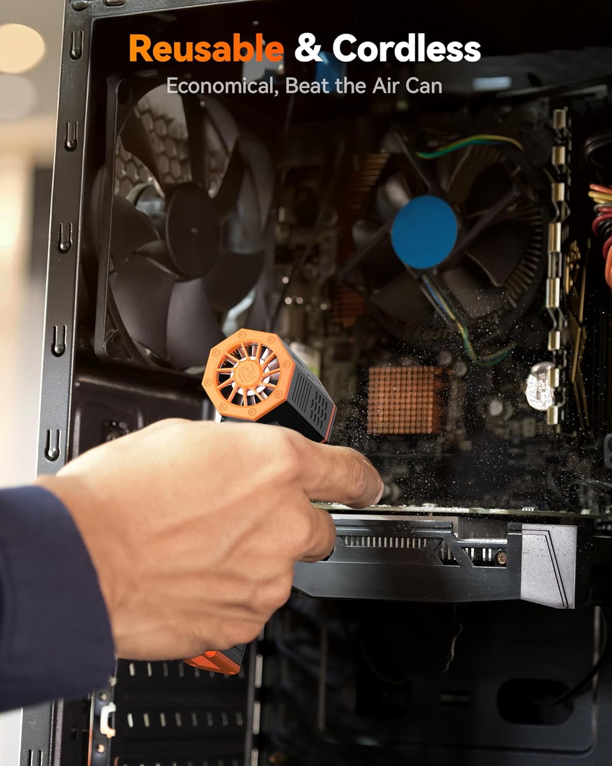 WOLFBOX MF50 Compressed Air Duster-110000RPM Super Power Electric Air Duster, 3-Gear Adjustable Mini Blower with Fast Charging, Dust Blower for Computer, Keyboard, House, Outdoor and Car