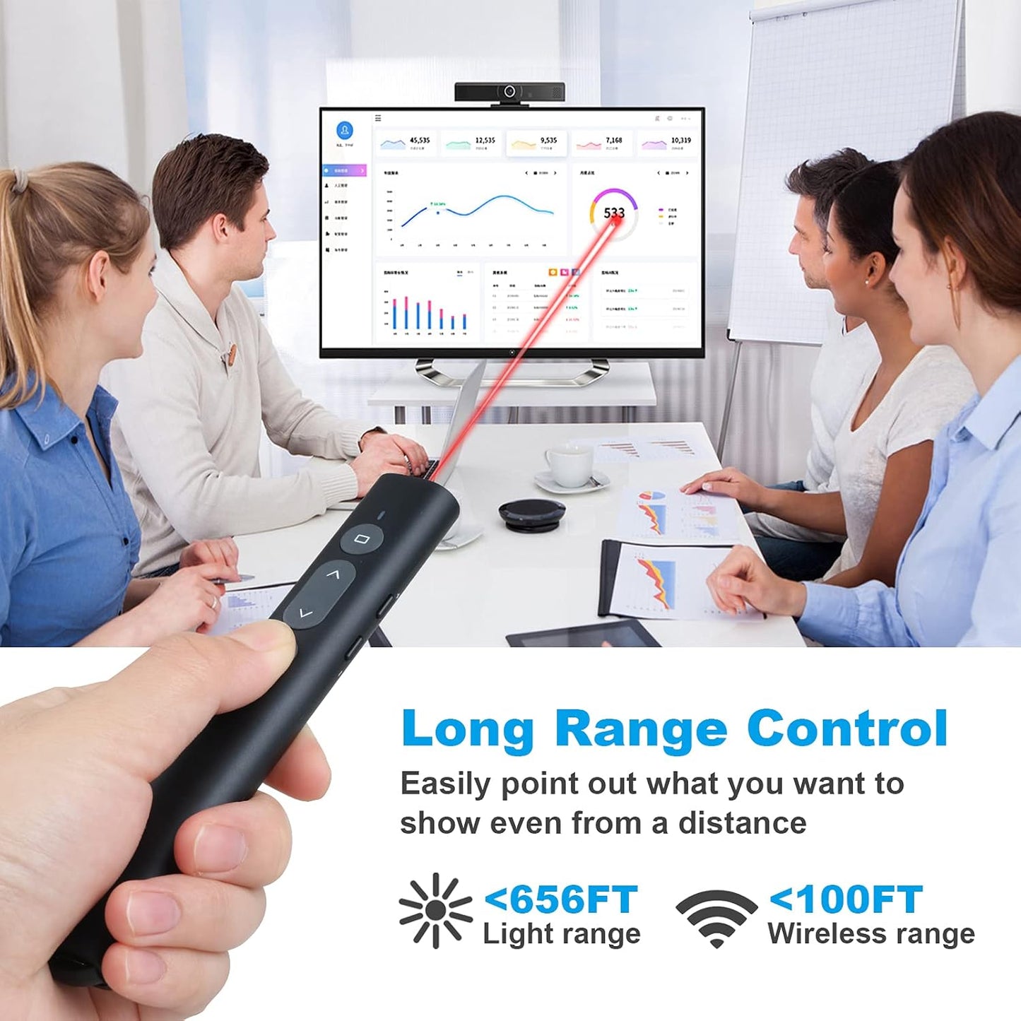 Presentation Clicker Presentation Remotes, Type C/USB A 2 in 1 Pointer, Remote PowerPoint Clicker,USB/Type-C for Computer Slide Advancer, Volume Control/Hyperlink/Switch Windows(Battery Included)