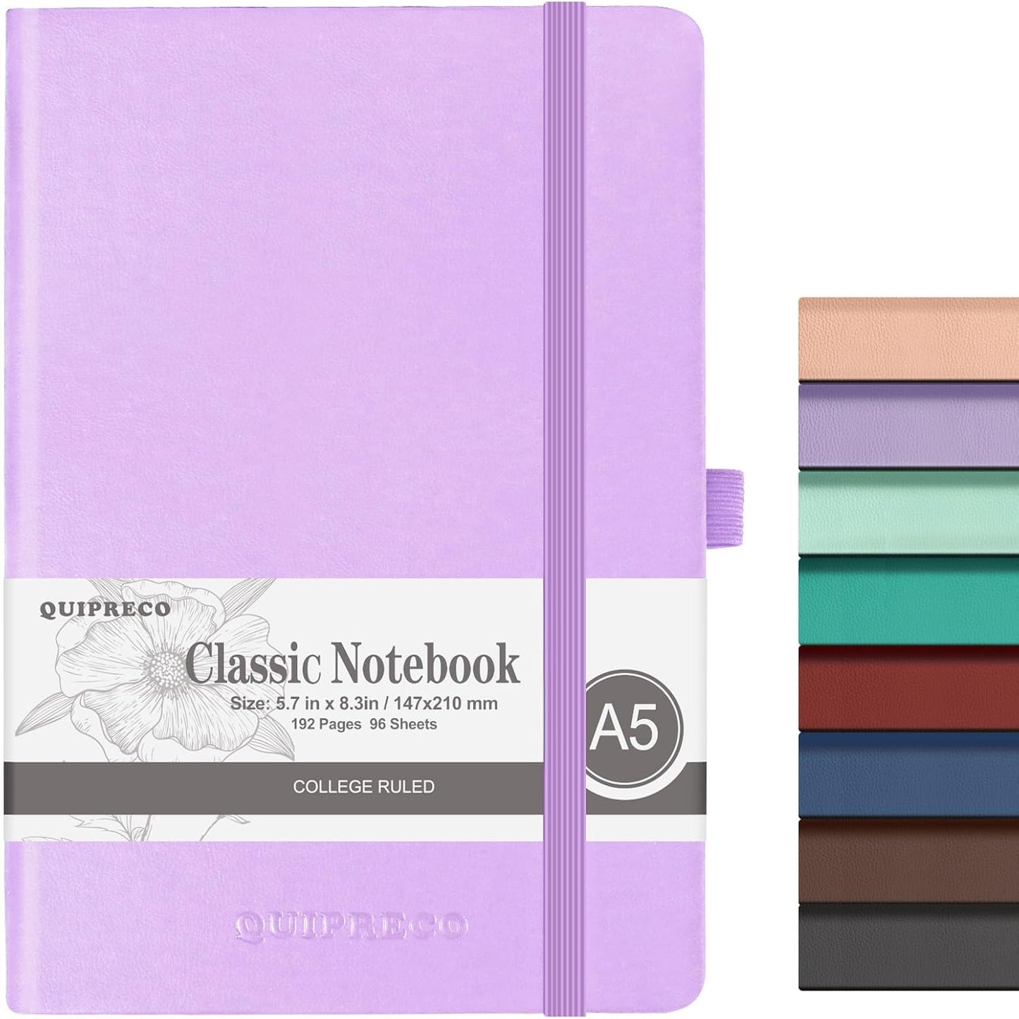 Hardcover Lined Bullet Dotted Journal Notebook, A5 140 192 Pages 100 120Gsm Paper College ruled for School,Work,Travel,and Daily Planning，5.7''*8.3'' (1, Lavender, A5 Lined)