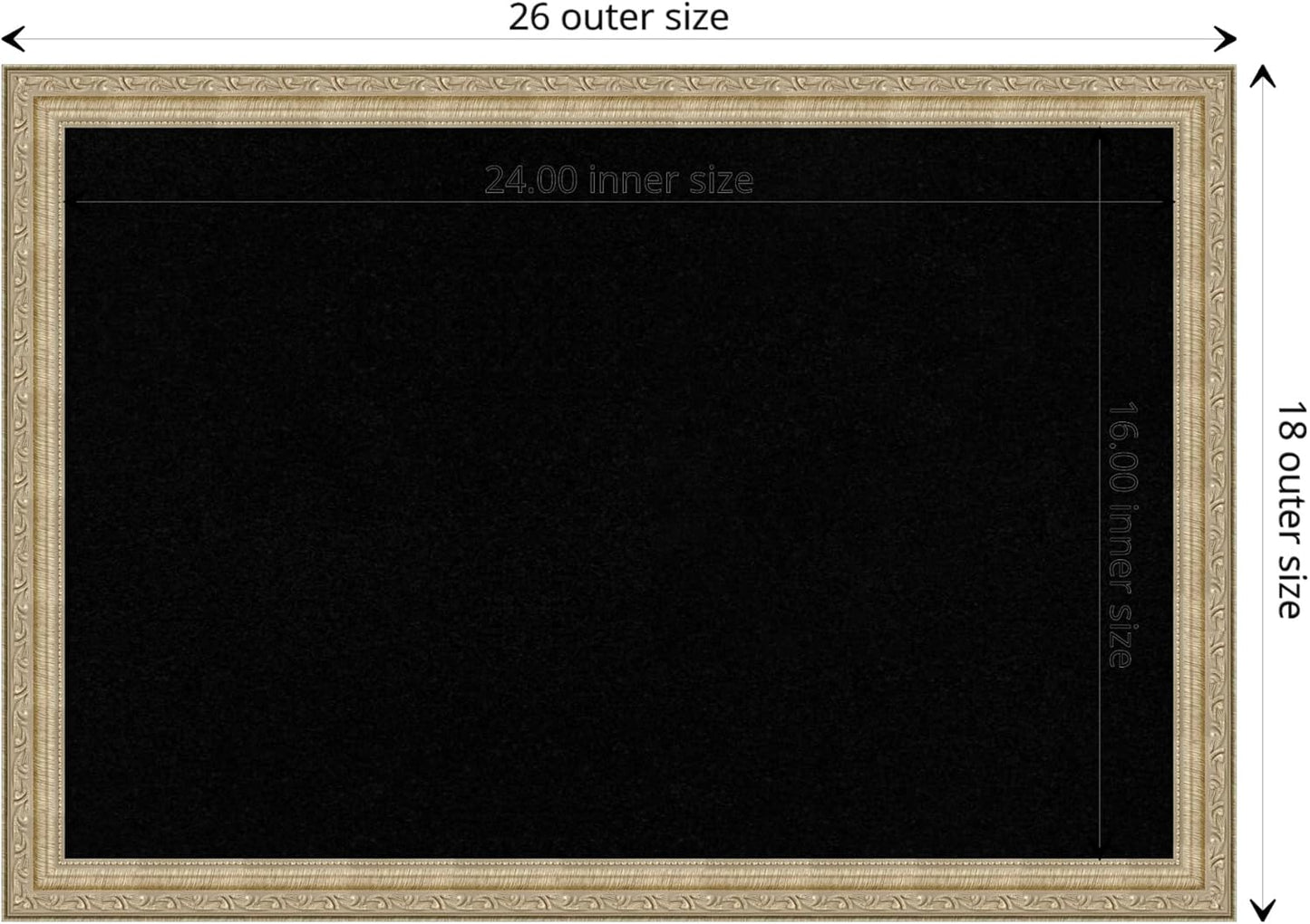 Amanti Art Black Cork Board for Wall, 18x26 Vision Board with Champagne Frame, Medium Corkboard Office Decor for Home Organization, Traditional Corkboard Pinboard to display items for home