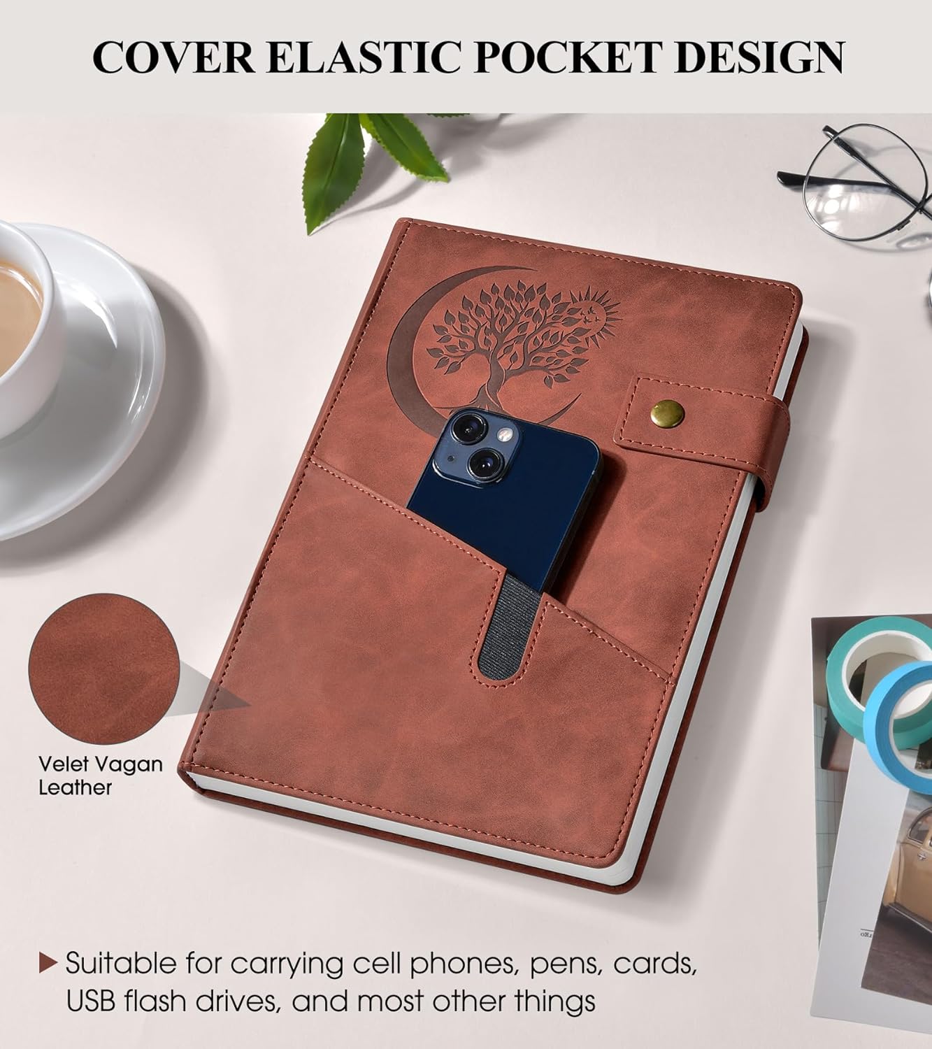 365 Page Thick Lined Journal Notebook for Men Women, B5 Large Leather Journals for Writing, Hardcover Notebooks for Work, School, Note Taking, Business, Travel Diary, College Ruled 7.6" x 10"