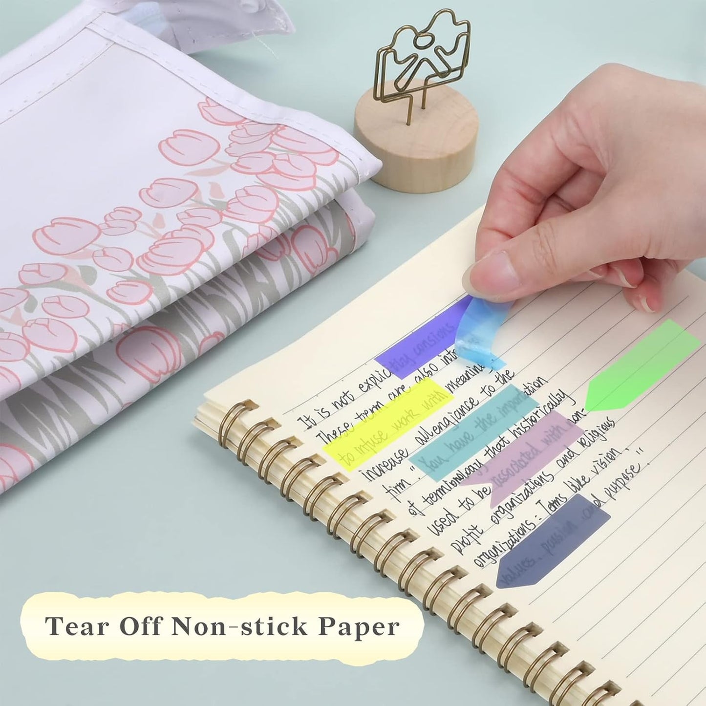 Temiary 1200 Pieces Transparent Sticky Index Tabs, Page Markers for Annotating, Translucent Colored Arrow Flag Tab for Bookmarks Bible Tabs Notebook School Supplies