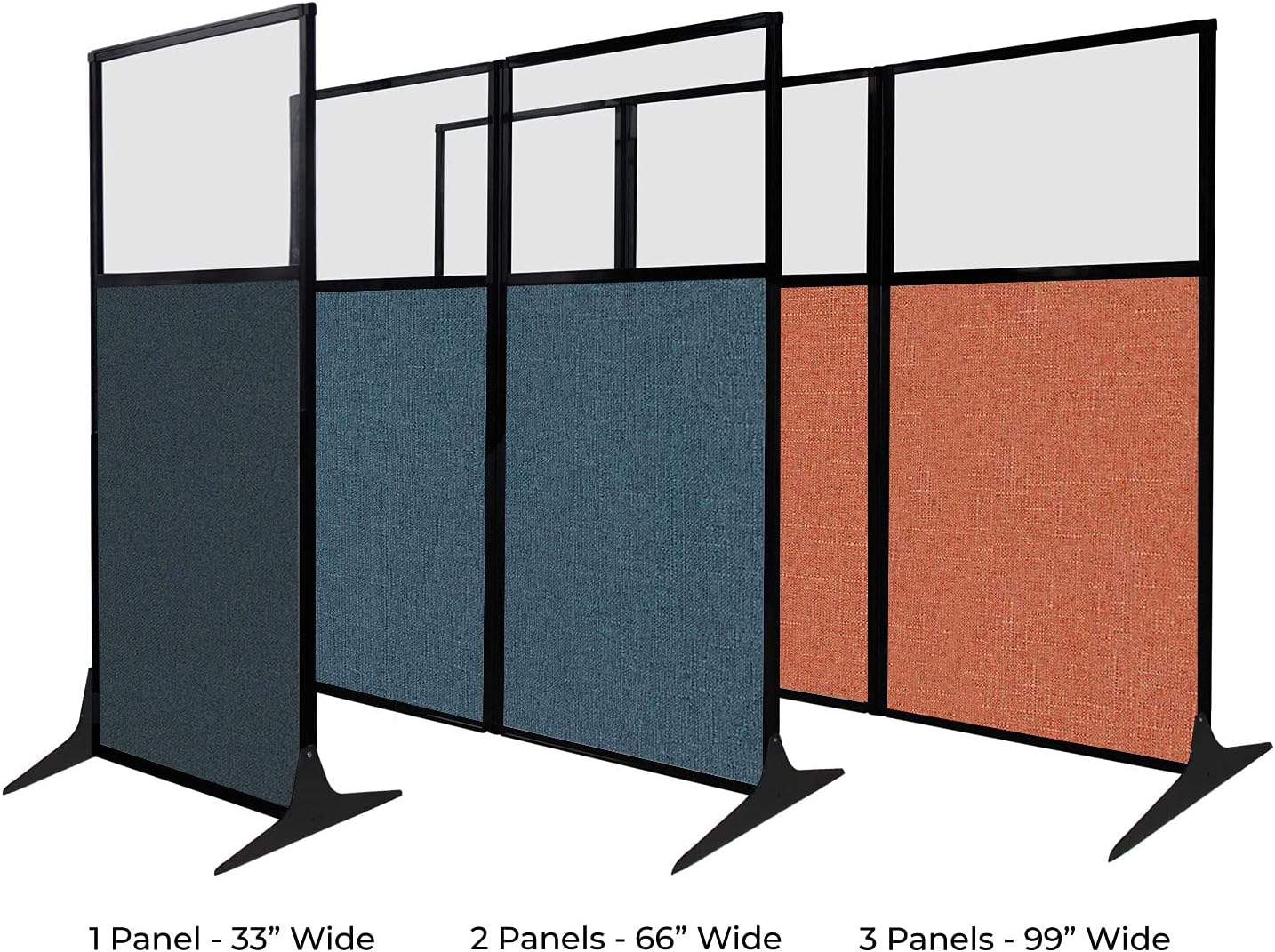 Versare Workstation Partition | Portable Wall Divider | Modern Office Cubicle | Free Standing Privacy Screen | Flexible Work Space | 33" x 70" W/Window, Latte Fabric Panels