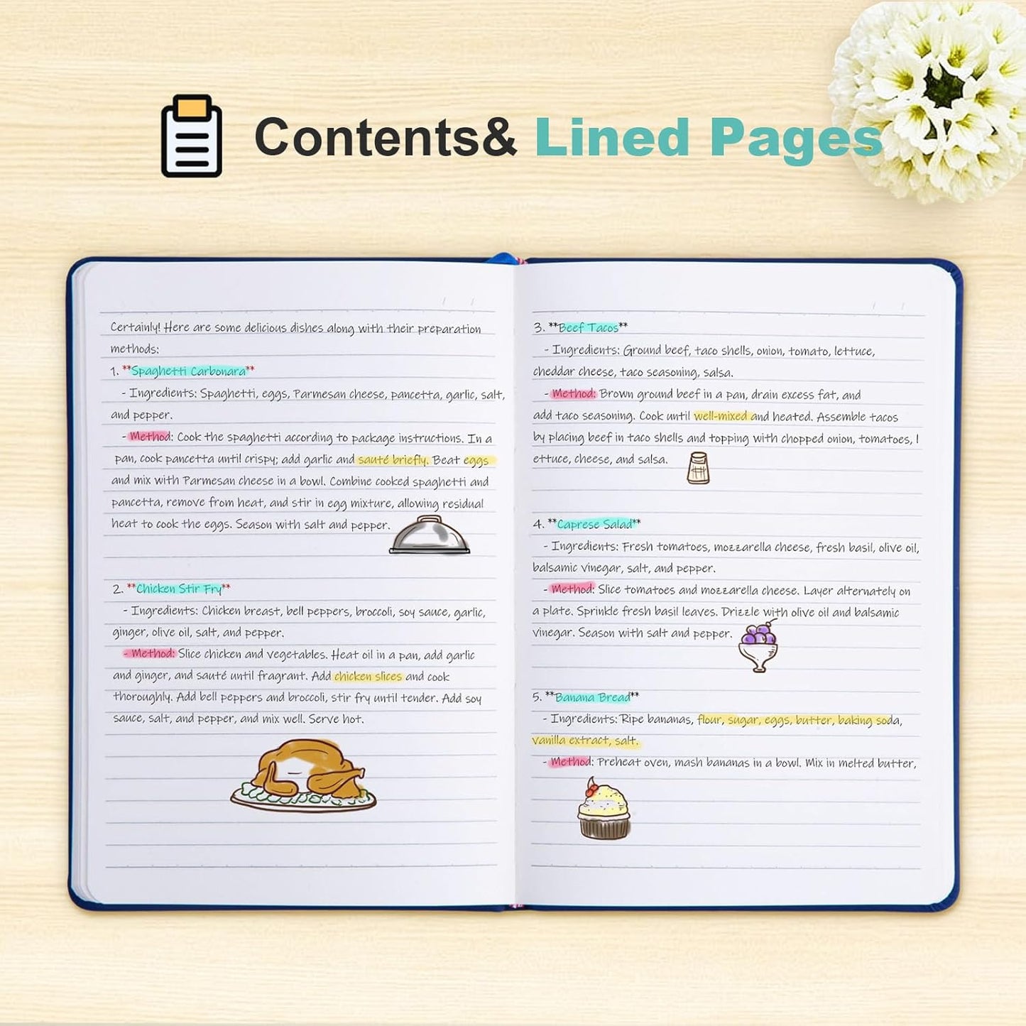 Comix Lined Journal Notebook for Women Men, Journaling Notebooks for Office School Home, 240 Pages, 5.5" x 8.3", College Ruled, A5, Hardcover, Navy Blue