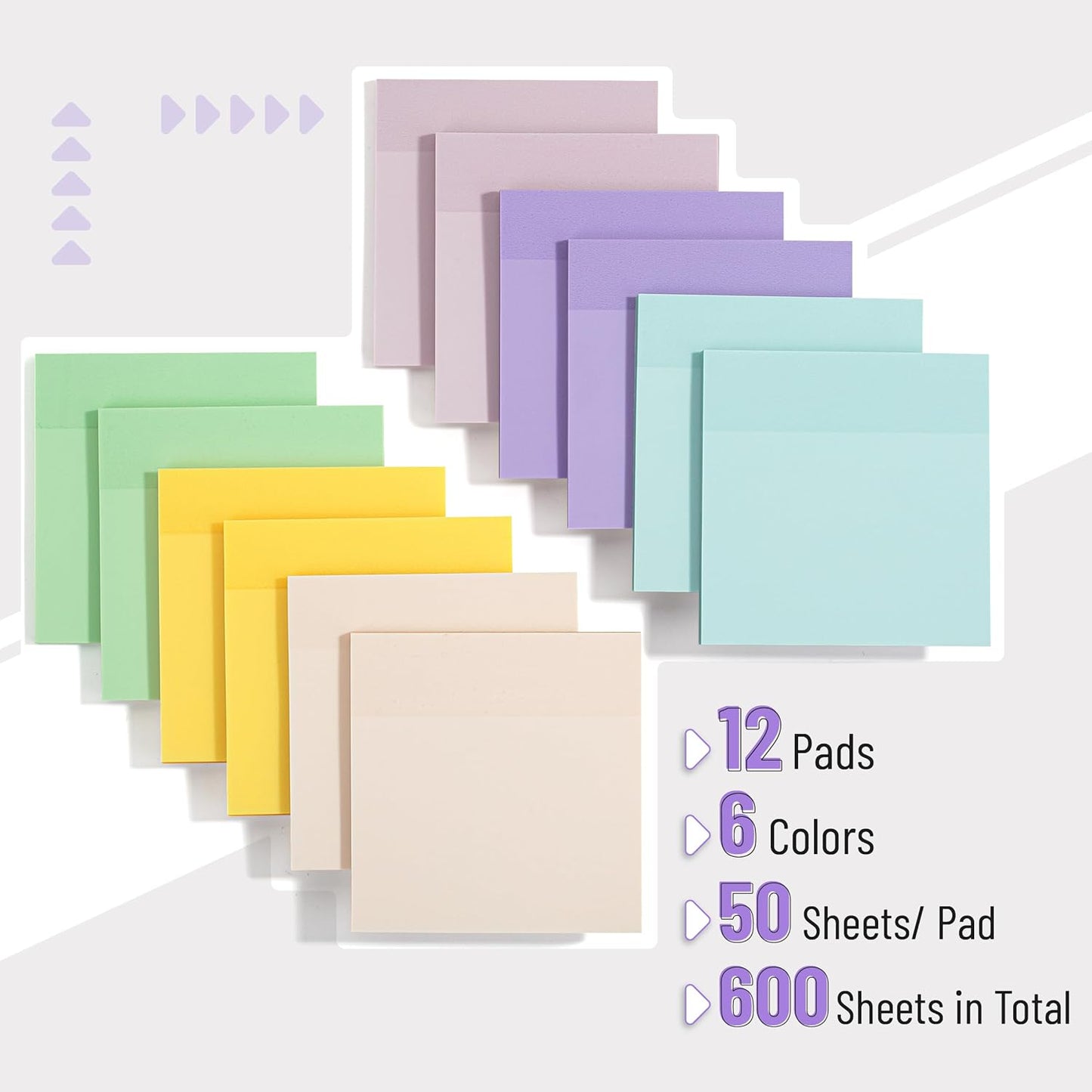 Mr. Pen- Transparent Sticky Notes, 3”x3”, Morandi Colors, 12 Pads, 600 Sheets, See Through Sticky Notes