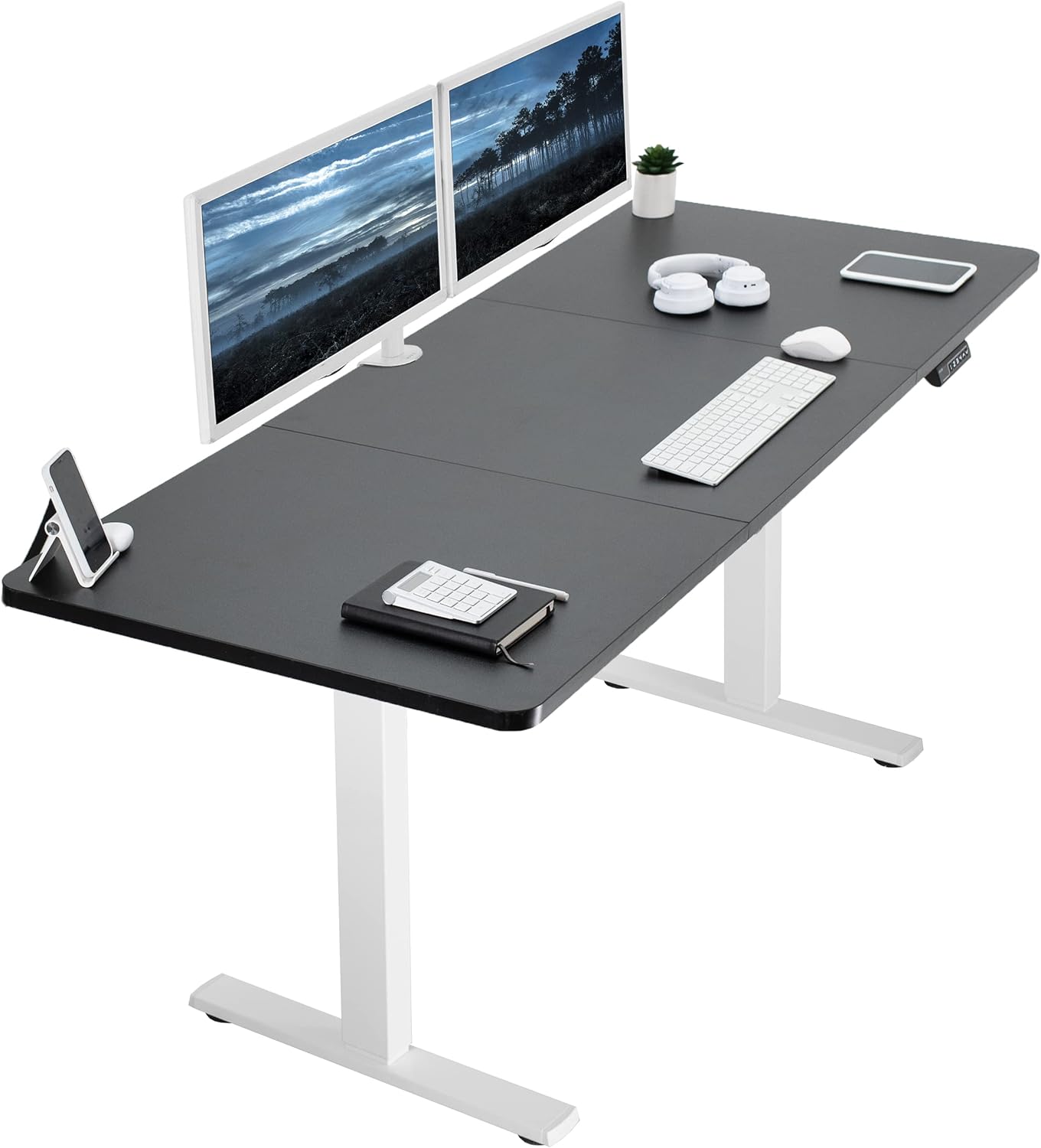 VIVO Electric 71 x 30 in Standing Desk, Memory Height Adjustment, 1B Series, Black Top White Frame, DESK-KIT-1W7B