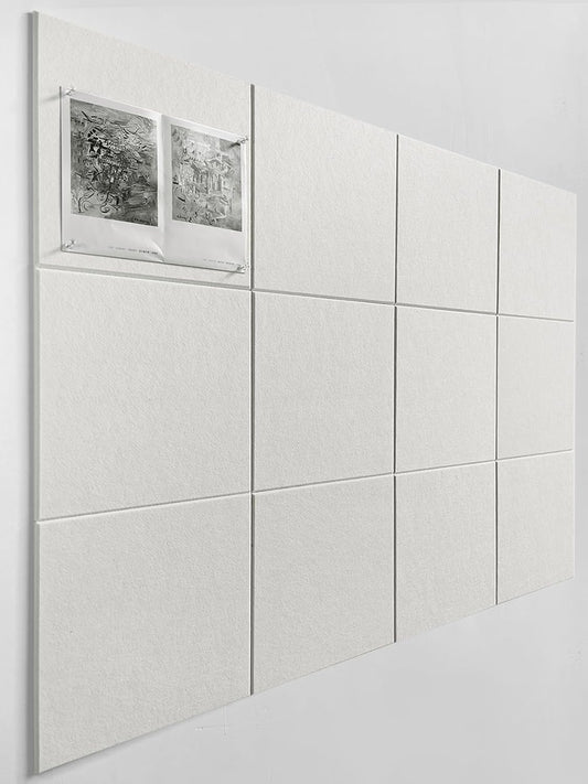 Large Cork Board Alternative - 12-Pack Felt Wall Tiles with Safe Removable Adhesive Tabs, Cork Wall Tiles Bulletin Board Home Office Essentials - Warm White