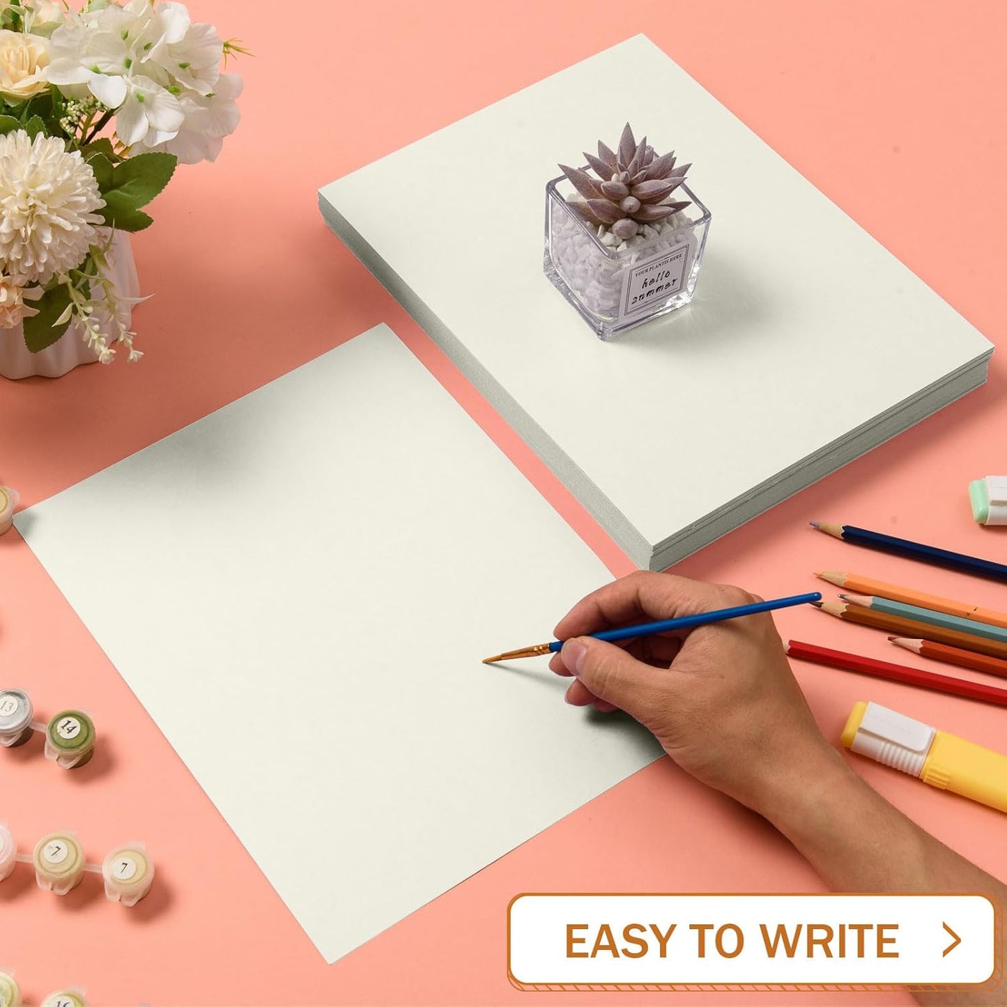 MixTeach 100 Sheets Cream Cardstock 8.5 x 11 Inch Thick Cardstock Paper, 250gsm/92lb Double Sided Cream Card Stock Printer Paper for Cards Making, Crafts, Scrapbook, Invitations, Drawing, Printing