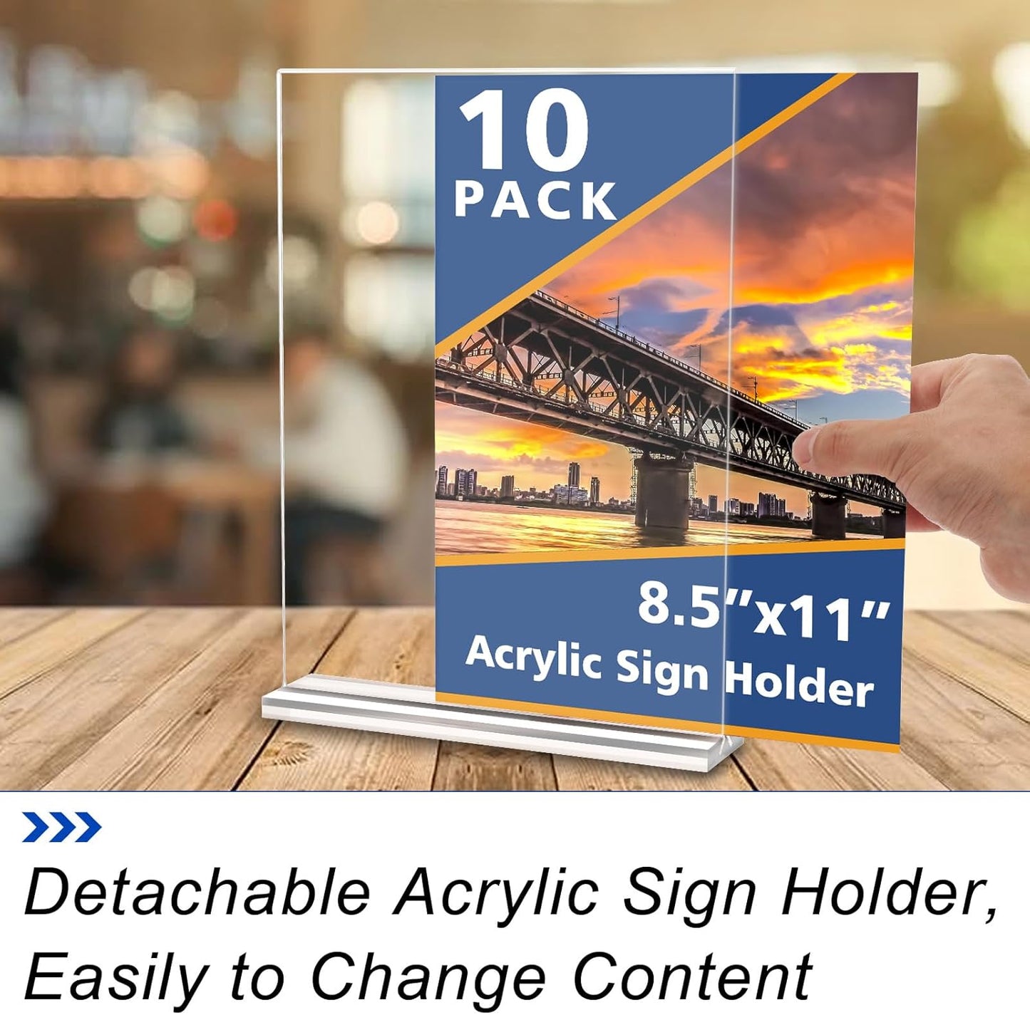 Acrylic Sign Holder,Clear Plastic Sign Holder8.5x11 inches Paper Card T Shape Double Sided Display Stand Picture Frame Desktop Menu Signs Office,Store, 3 Pack