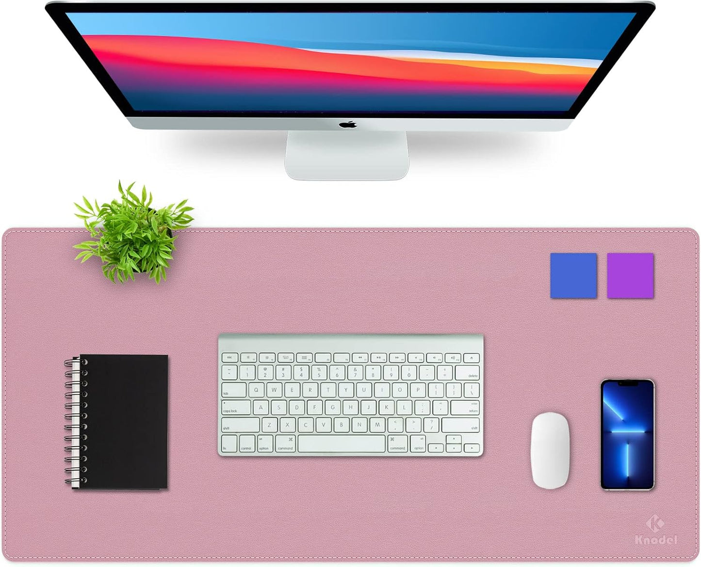 K KNODEL Desk Mat, Blotter, Dual-Sided Office Desk Pad, Waterproof Desk Mat for Desktop, Desk Blotters, PVC Leather Pad Protector (Purple, 35.4" x 17")