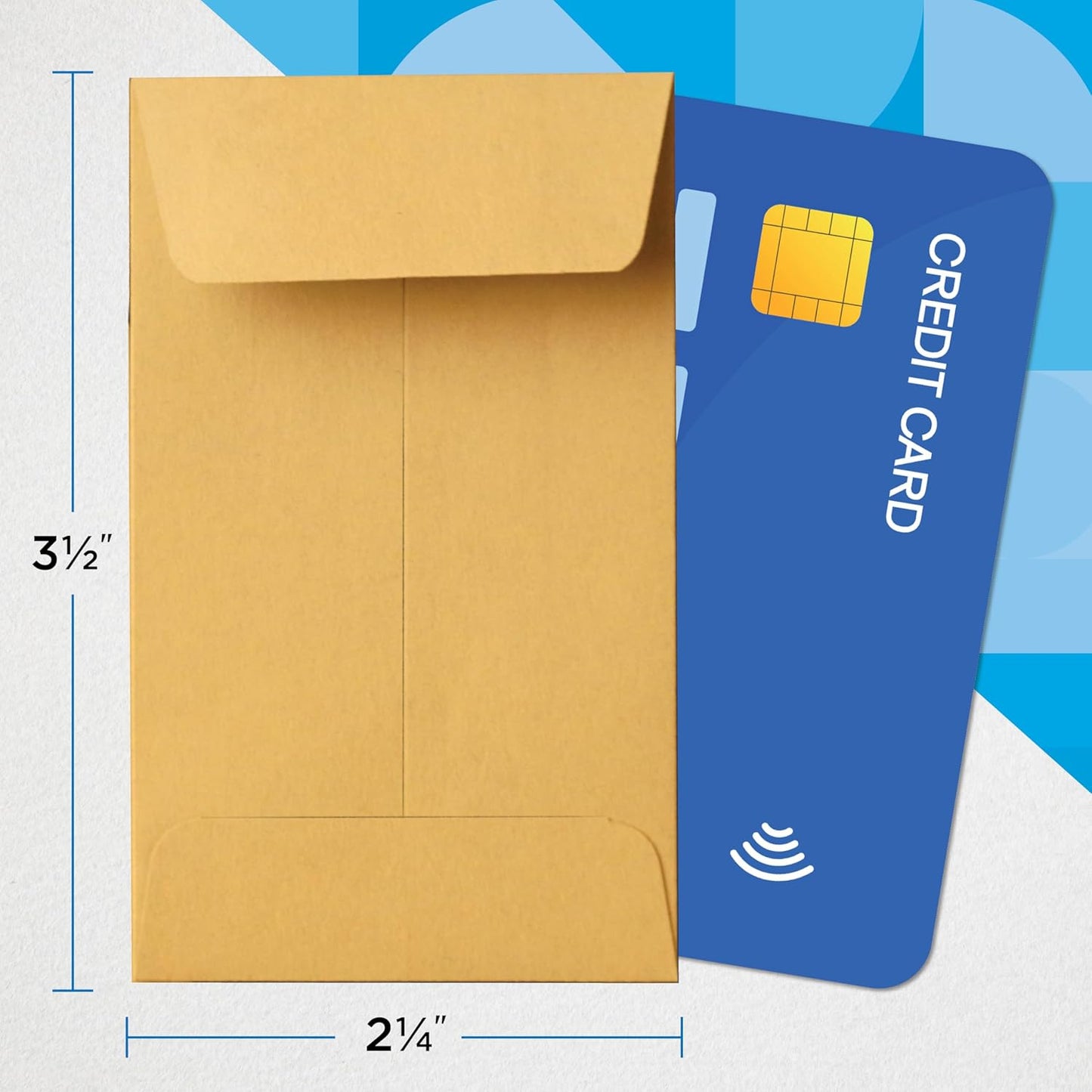 Guardian #1 Paper Coin Envelopes with Gummed Flaps, Pack of 1000 Blank Small Envelopes for Gift Cards, Coins, Receipts, Stamps, Small Parts Storage, and More, 2 ¼ Inches x 3 ½ Inches, Brown