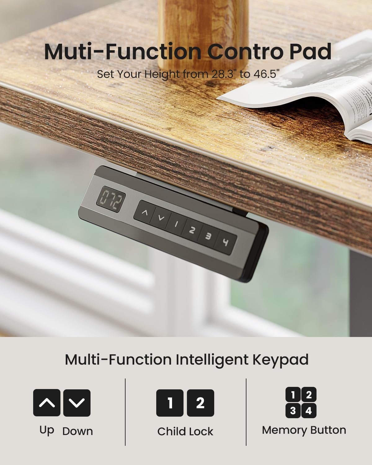 FEZIBO 55×32 inch L Shaped Electric Corner Standing Desk, 4 Memory Height Settings,Home Office & Computer Height Adjustable Table, Ergonomic Sit and Stand Up Workstation with Splice Board,Rustic Brown