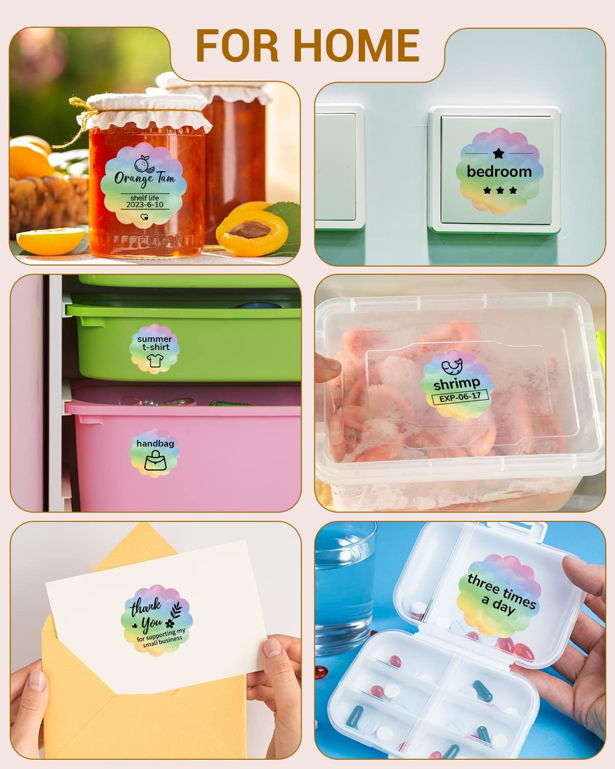 Phomemo Rainbow 2" Color Thermal Labels Roll for 4X6 Thermal Printer for Small Business Supplies, Commercial Grade Thermal Labels for Custom Stickers Personalized & Business Logo, 500pcs / Roll