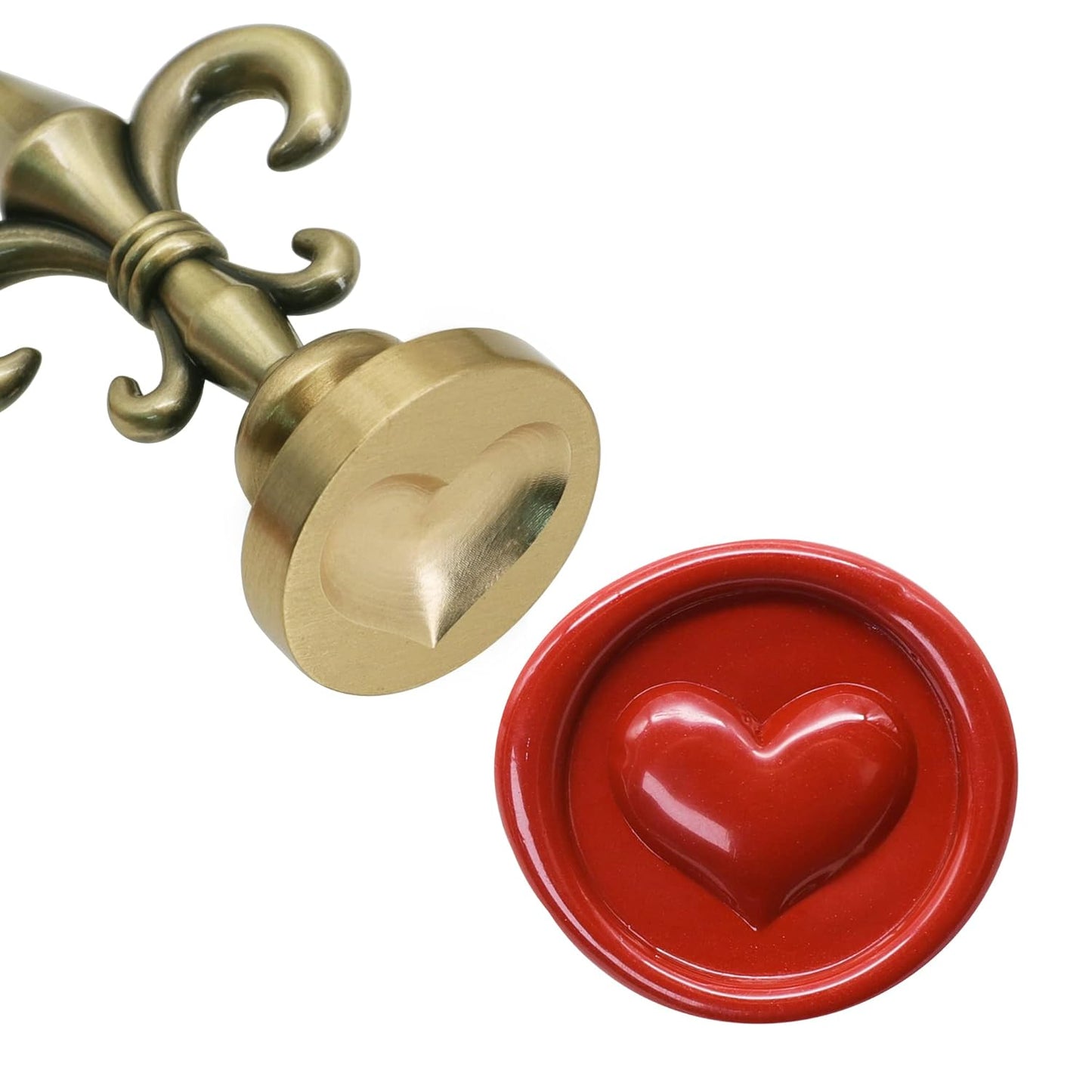 SWANGSA 3D Heart Wax Seal Stamp, Vintage Electroplated Bronze Flower Handle Sealing Stamp for Wedding Party Invitations Gift Idea Decoration