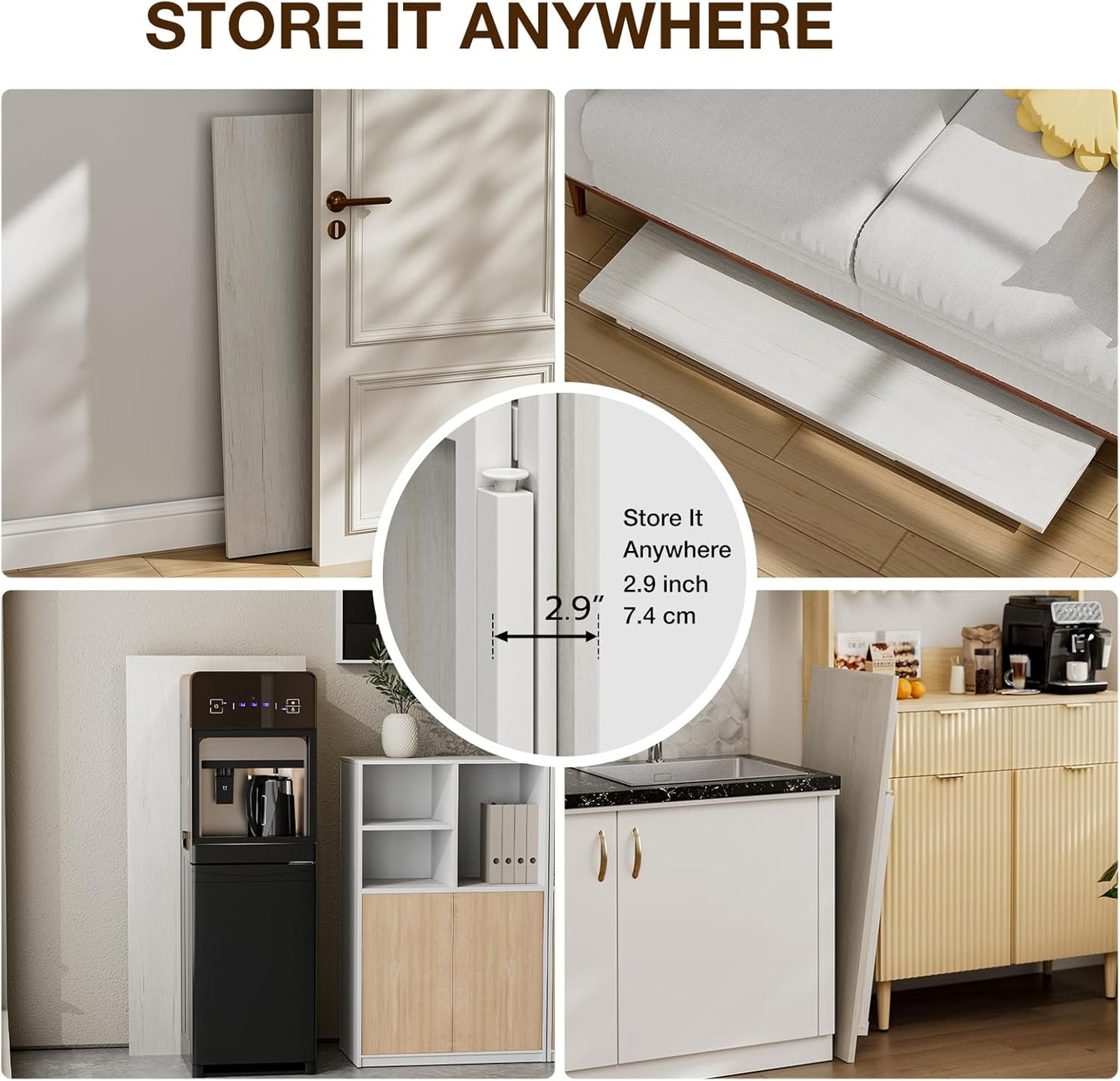 TEMI Small Computer Desk Folding Table - 43.3" Foldable Office Desk, No Assembly, Perfect for Small Spaces in Bedroom, Dorm, or Apartment, Portable Mini Desk or Study Table Compact Design, White Ash