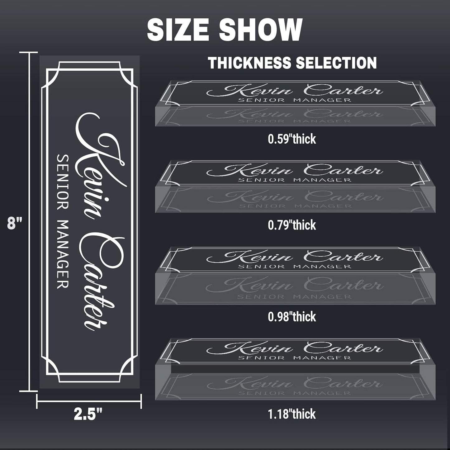 Name Plate for Desk Personalized, Acrylic Desk Decorations, Employee Appreciation Gifts, Custom Office Gifts for Coworkers, Boss, Teacher, Nurse (Engraving 02)