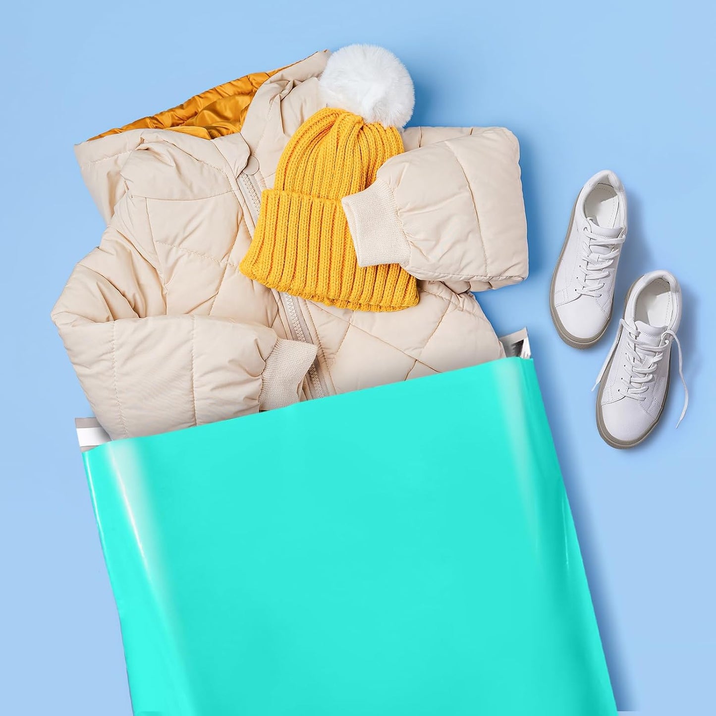 Fuxury 24x24 50pc Teal Large Poly Mailers Shipping Envelops Self Sealing Envelopes Bags Enhanced Durability Multipurpose Envelopes Keep Items Safe Protected