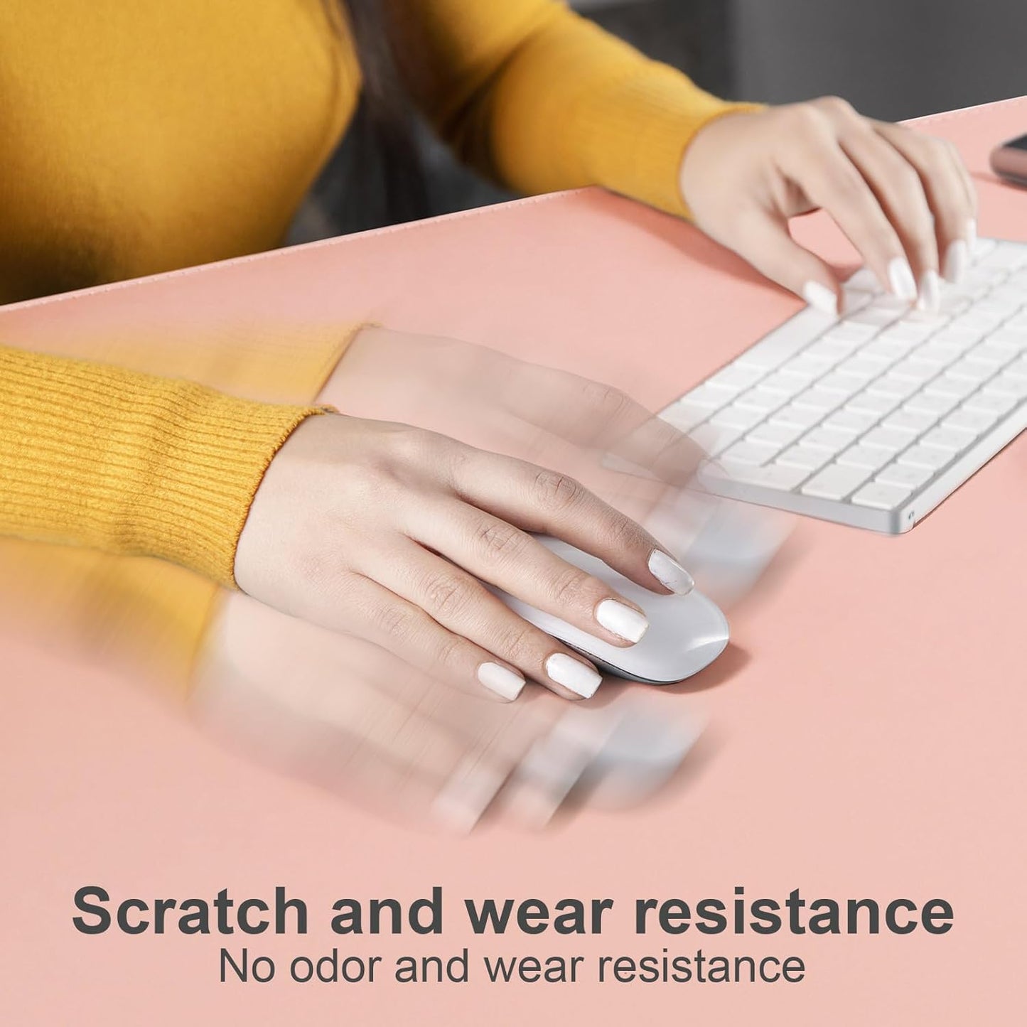 DAWNTREES Desk Mat Protector,PU Leather Desk Pad,Non Slip, Large Mouse Pad and Keyboard Mat, Waterproof Writing Pad for Office and Home (Pink,39.4''x19.7'')