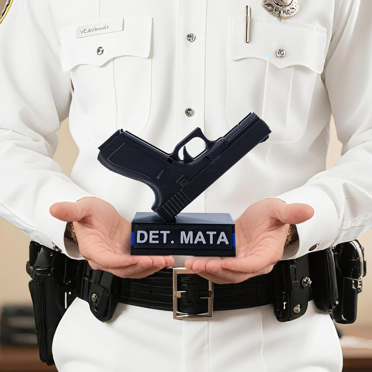 Personalized 3D Printed Business Card Holder, Custom Name Police Office Desk Decor Gift for Friends