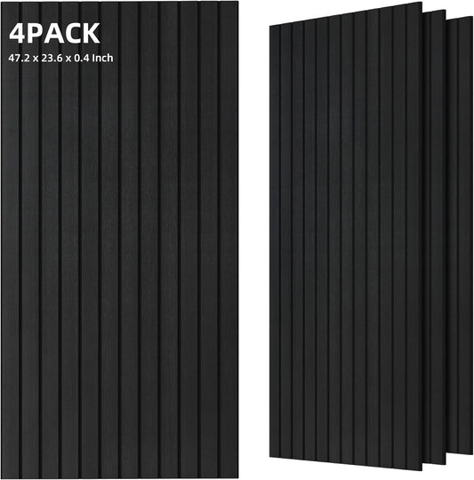 TO-TH Wood-Look Acoustic Panel, 4 Pack 47.2” x 23.6” Soundproof Wall Panels, Decorative Sound Absorbers Large Acoustic Panels for Home, Office, Basement, Smoky