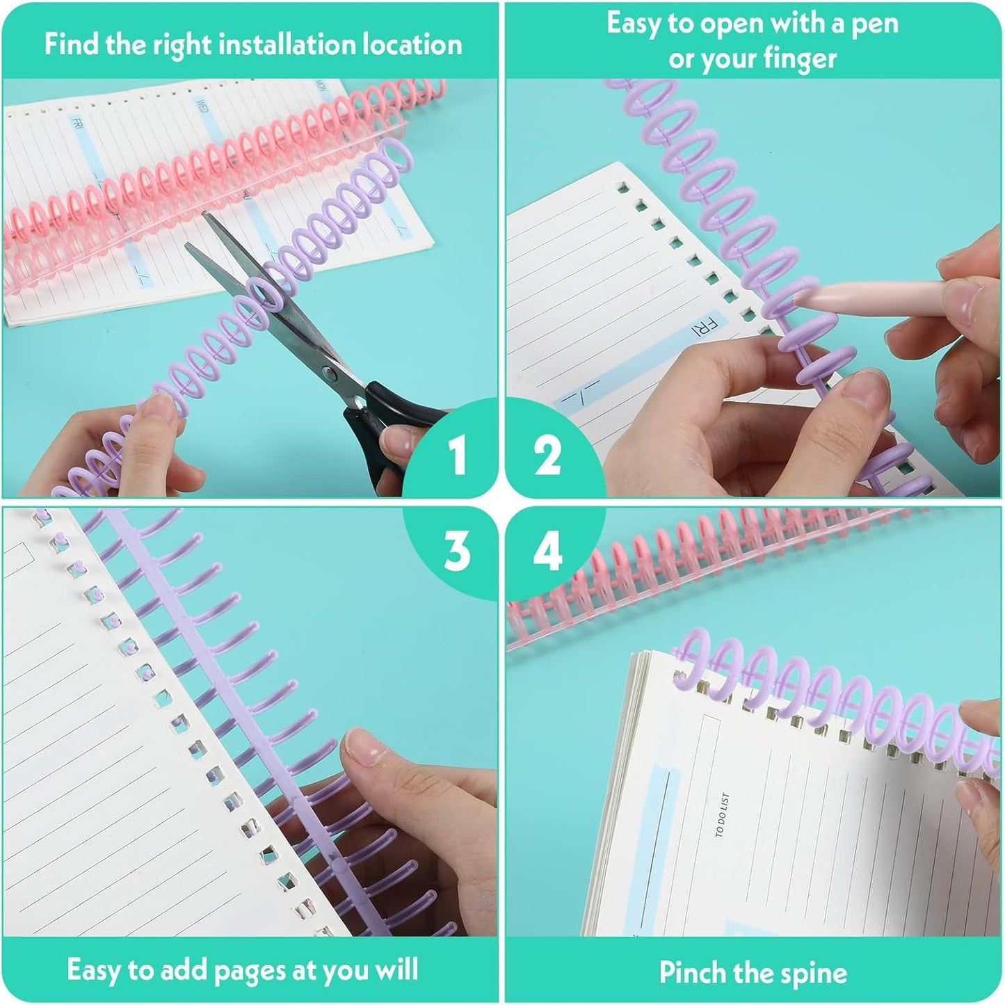 50 Pcs Plastic Binding Combs 1/2" Diameter 30 Ring Comb Binding Spines for Document Organization－85 Sheet Capacity（Multi-Color）