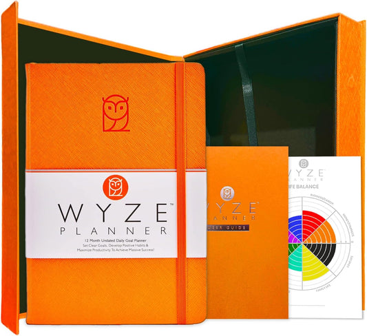 Undated Daily Planner – 1-Year B5 Productivity Organizer with Two-Page Weekly Spread, Goal Setting, Habit Tracker, Weekly & Monthly Pages – Hardcover Time Management Notebook (Orange)