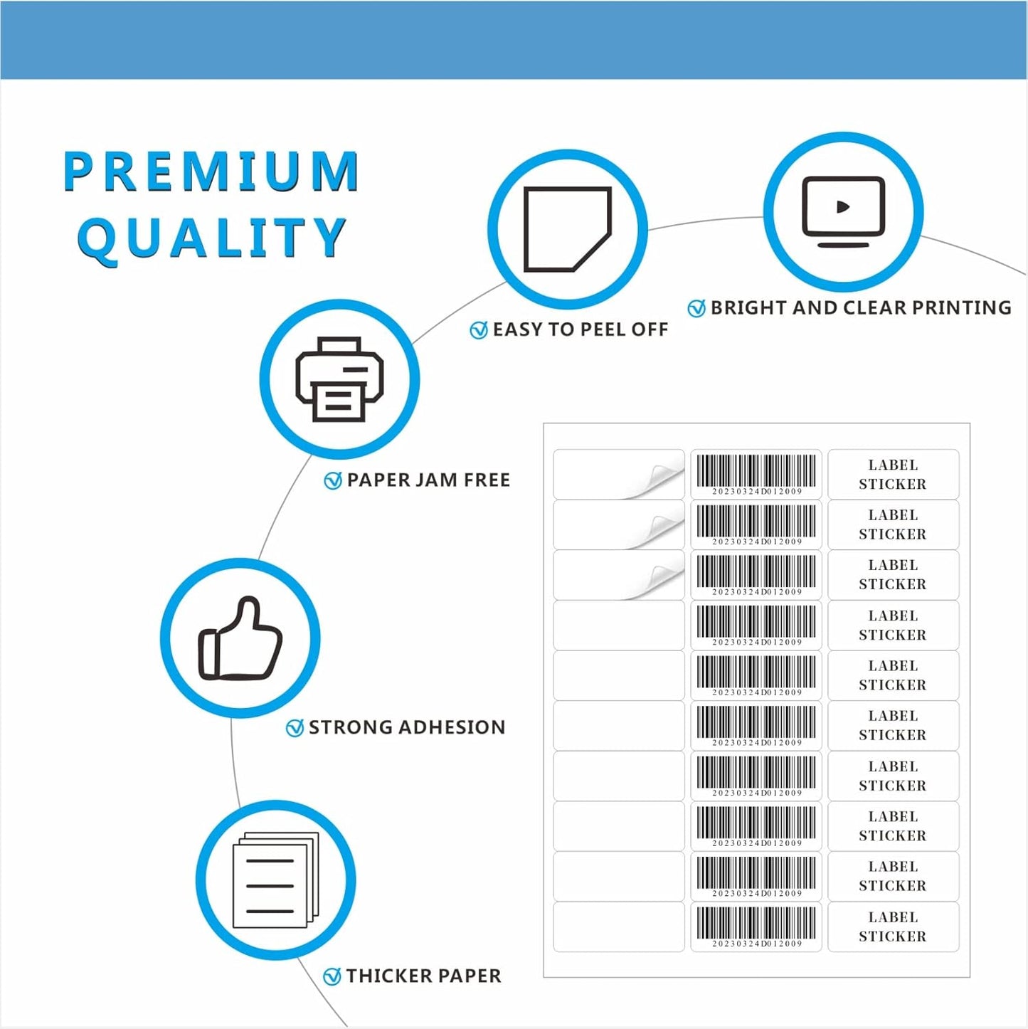 Address Labels, JIQEZNL Premium 1" x 2-5/8" Mailing Labels for Envelopes, 1800 Address Label Sticker Paper for Laser/Ink Jet Printer, White Blank Printable Sticker Labels 30 Per Sheet 8.5"×11"