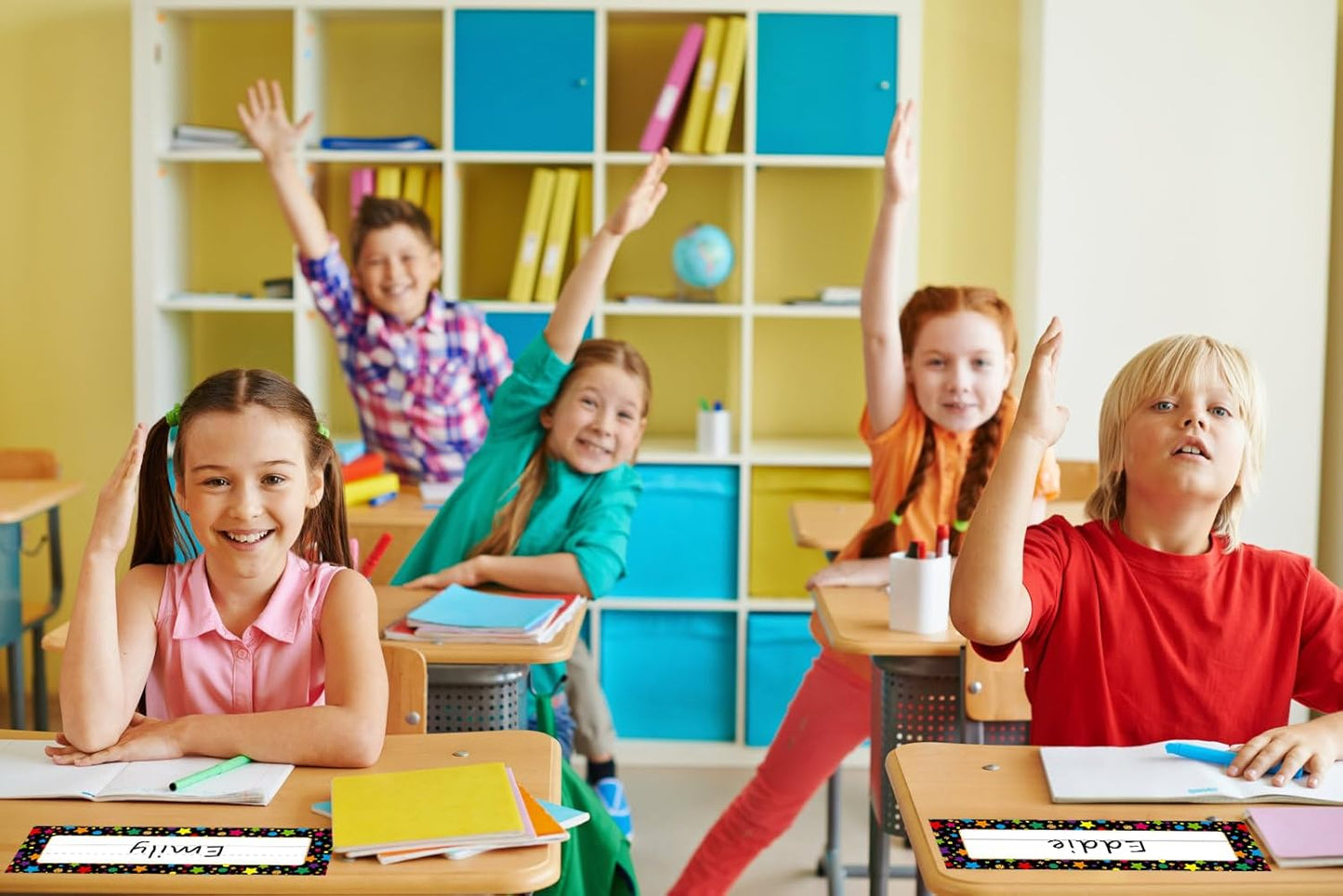 FaCraft 36Pcs Desk Name Plates for Classroom School - Waterproof Confetti Student Desk Name Tags for Classroom Nameplates Stickers Labels for Kindergarten Elementary Back to School Teacher Supplies