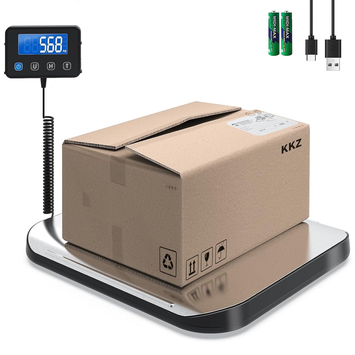 KKZ Shipping Scale, 440 LB Heavy Duty Postal Scale for Packages, Large Mailing Scale for Postage, Industrial, Small Business, Laundry, Warehouse, Stainless Steel