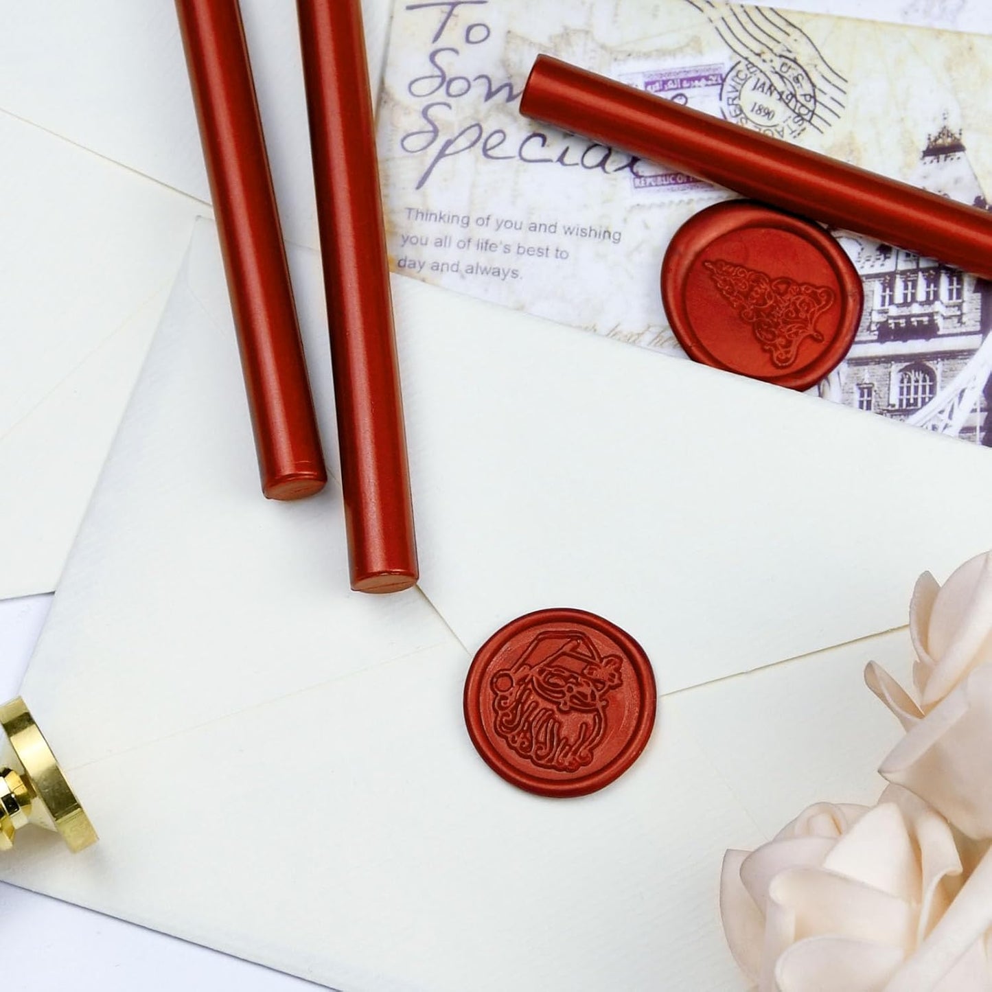 Large Glue Gun Wax Seal Sticks - Blood Red - Homemade Wax Seals for Wedding Invitation, Thanks Cards Envelopes, Snail Mails, Gift Wrapping,