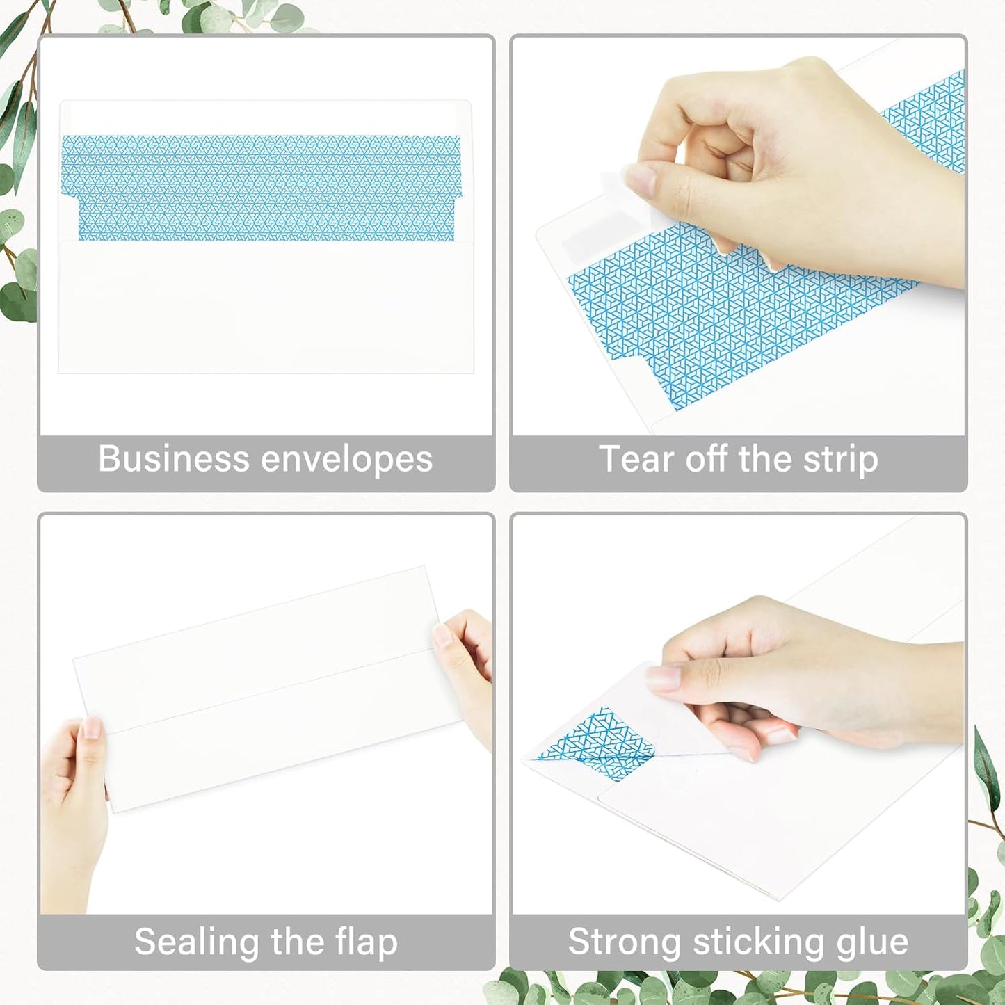 50 Pack #10 Business Envelopes, Self Seal Standard White Envelopes for Secure Business & Legal Mailing, Office, Checks, Letter, Invoices, 4 1/8 x 9 1/2 Inches