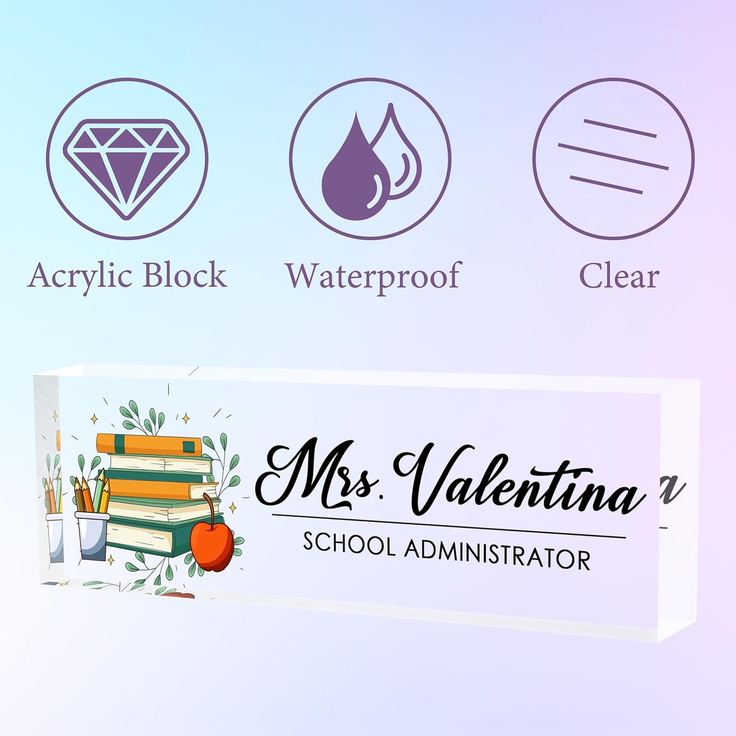 Desk Name Plate Personalized, Teacher Name Plate for Desk, Office Desk Decor for Women and Men, Employee Appreciation Gifts The Office Gifts for Teacher