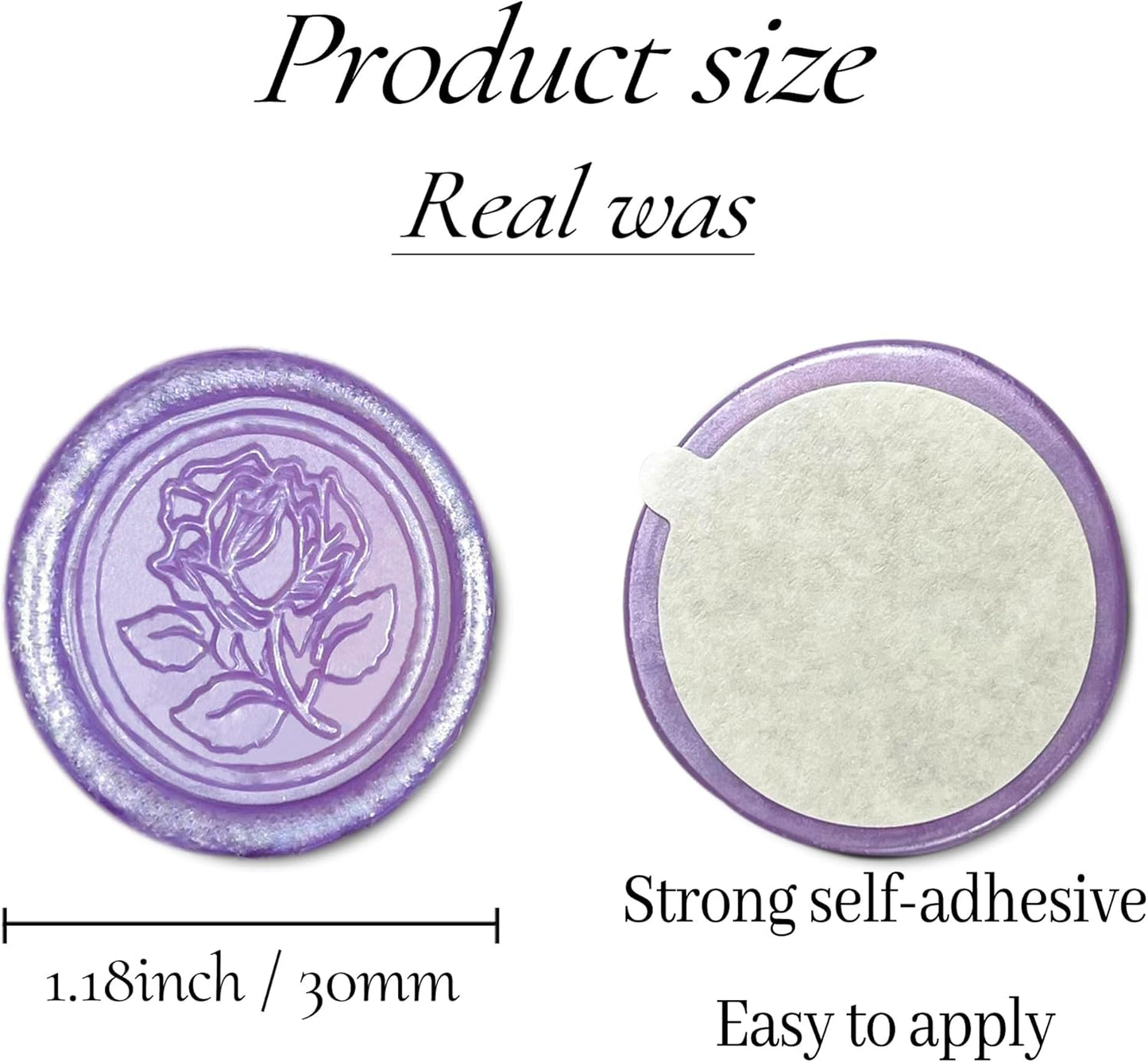 100Pcs Wax Seal Stickers Handmade Envelope Seals Self Adhesive Wax Stickers for Wedding Party Invitations, Envelope, Gift Wrap, Christmas(Rose Style, Lilac Purple)