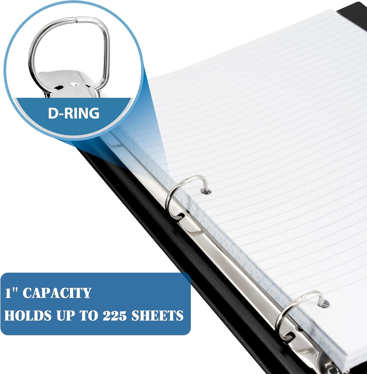 INFUN 1 INCH Telescoping 3 Ring Binder - 12PCS, Flexible 1 INCH Binders 3 Ring with Customizable Front Cover and Clear Catalog Pocket, 225 Sheet Capacity