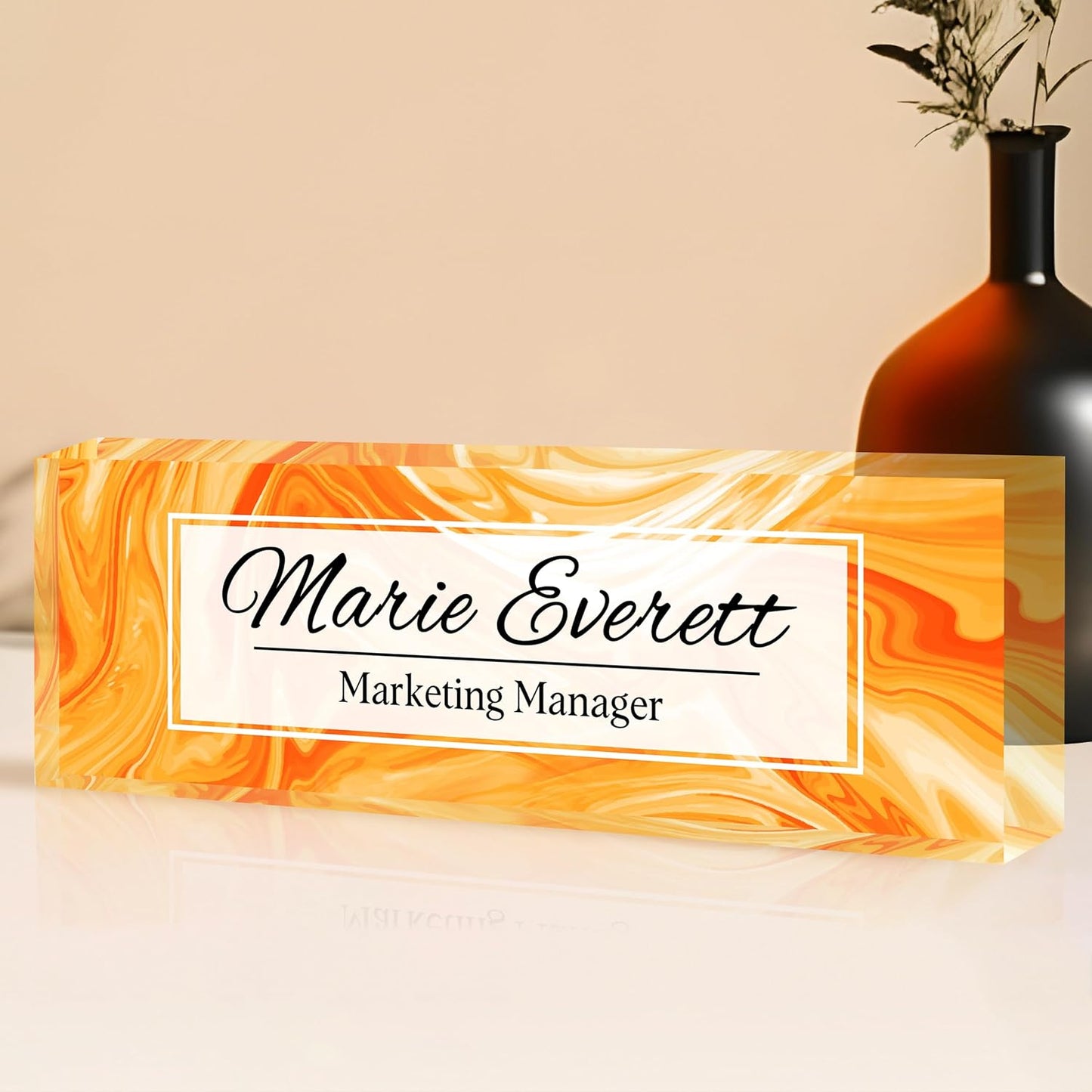 Custom Orange Acrylic Office Accessory | Personalized Boss Appreciation Gift