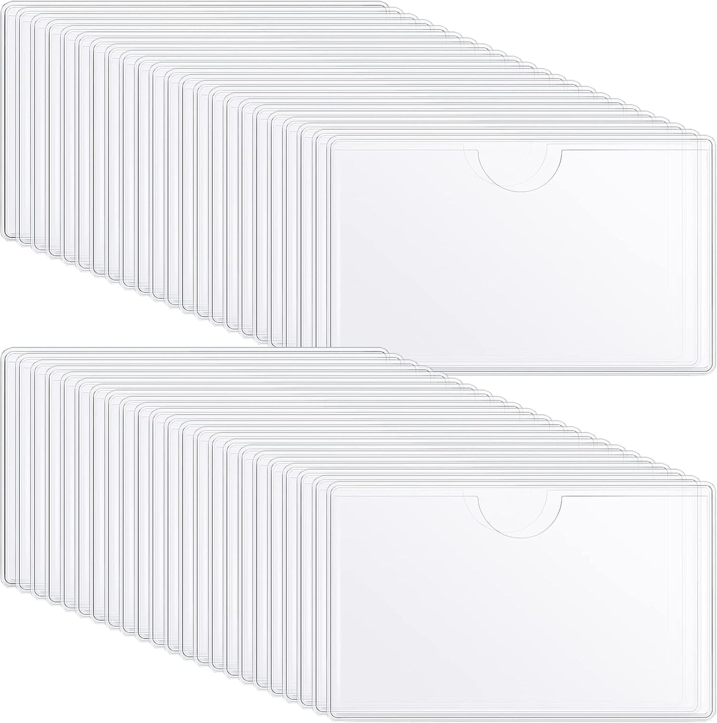 100 Self-adhesive Index Card Pockets Label Pockets sleeves with Top Open for Business Cards, Clear Plastic Sticky Labels Holders for Storage Bins Library Cards, Organizing Totes Shelves(7.3 x 5.67'')