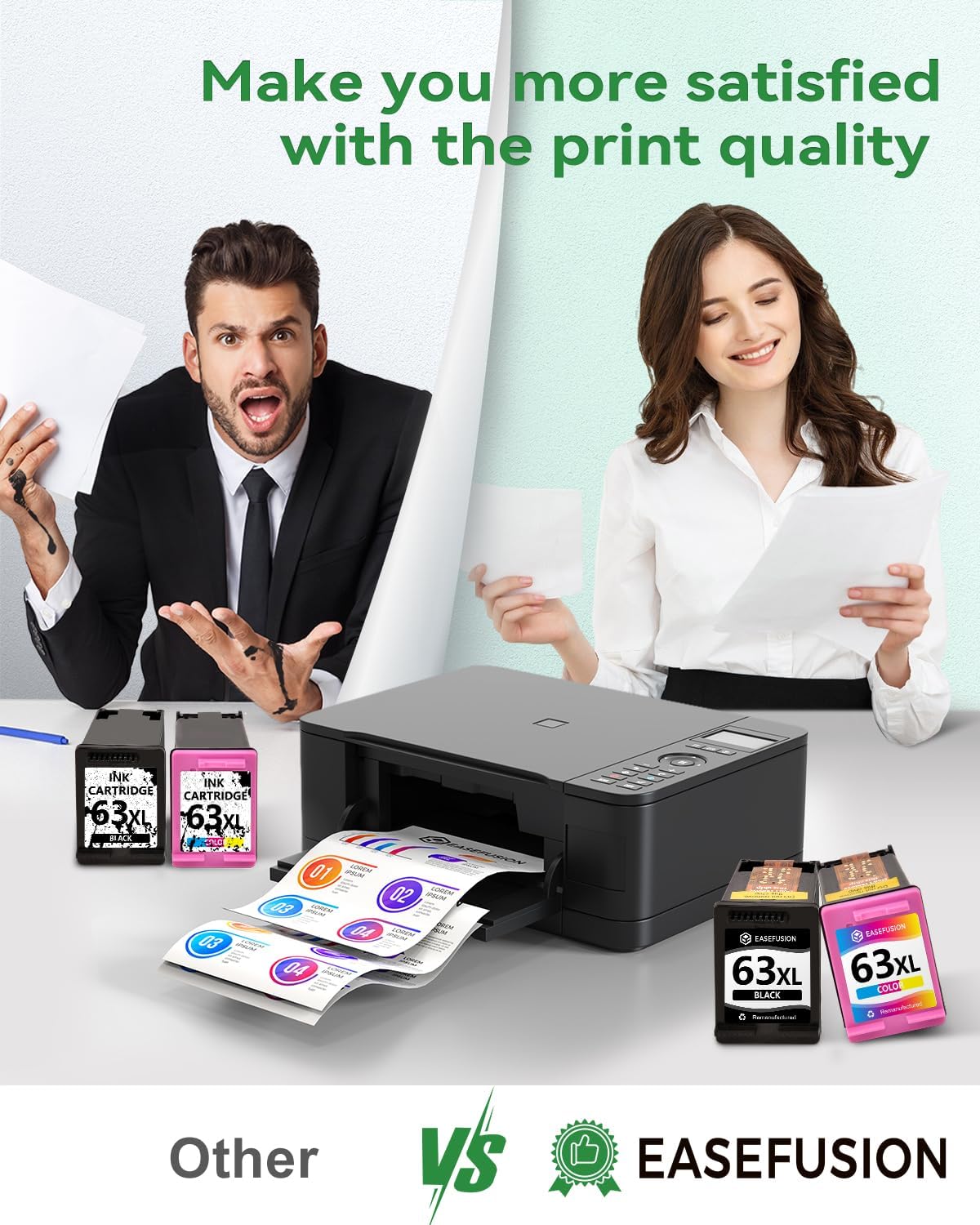 63XL Ink Cartridges Black and Color Remanufactured Replacement for HP Ink 63 63XL HP63XL HP63 Combo Pack Work for Envy 4520 4512 OfficeJet 3830 4650 5255 5258 4655 DeskJet 3630 2130 Printer