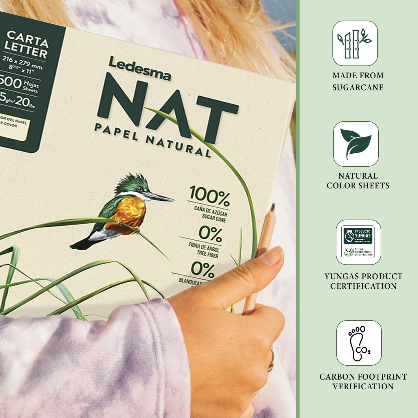 Letter Size 8.5"x11" Sugarcane Pulp Printer Paper - 75 GSM, Unbleached Paper Multipurpose Copy Printer Paper - for All Office & Photocopy Printers, Designs, Crafts (5 Ream)